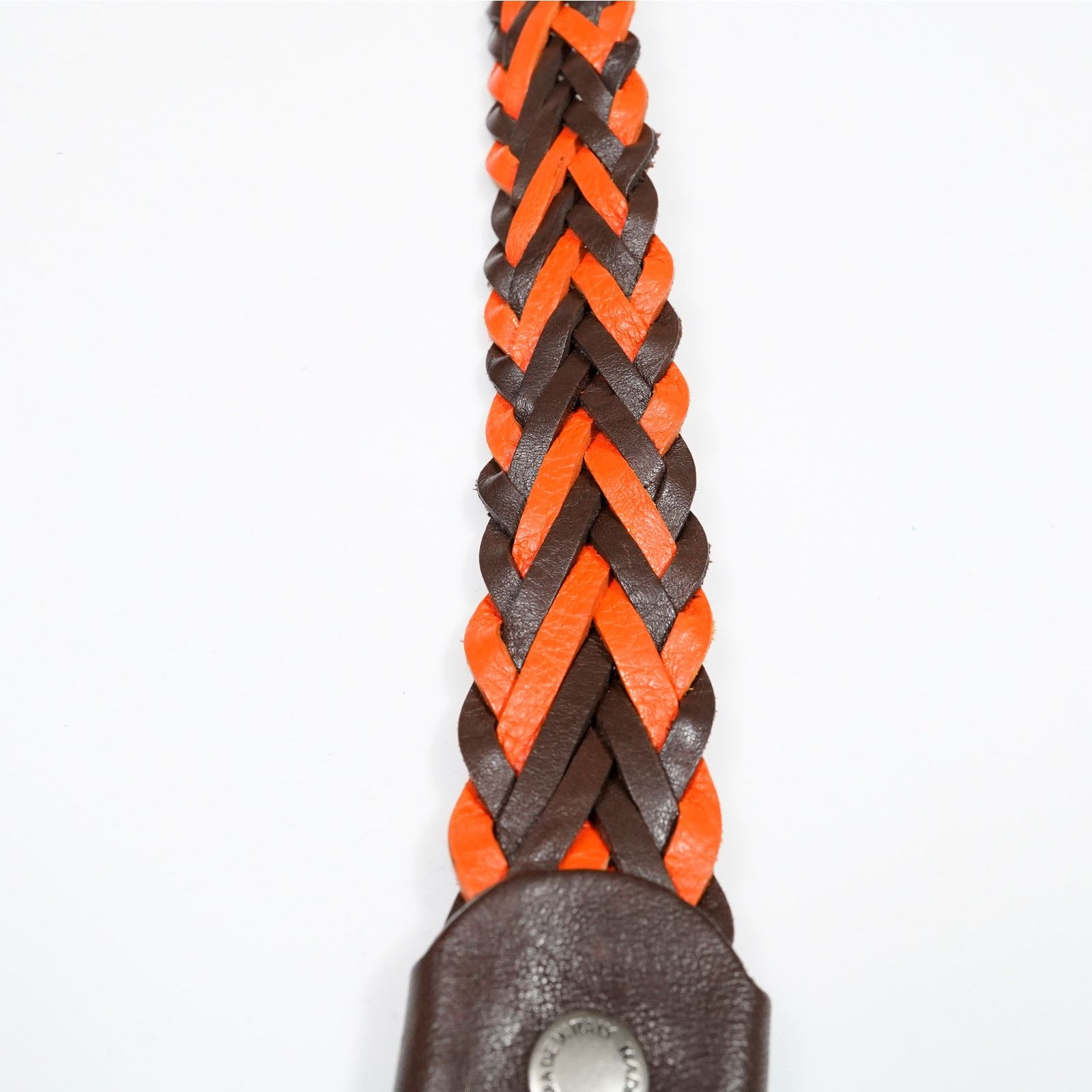 Other Italian Braided Leather Belt Orange Brown Woven Made Italy Size ONE SIZE - 5 Thumbnail