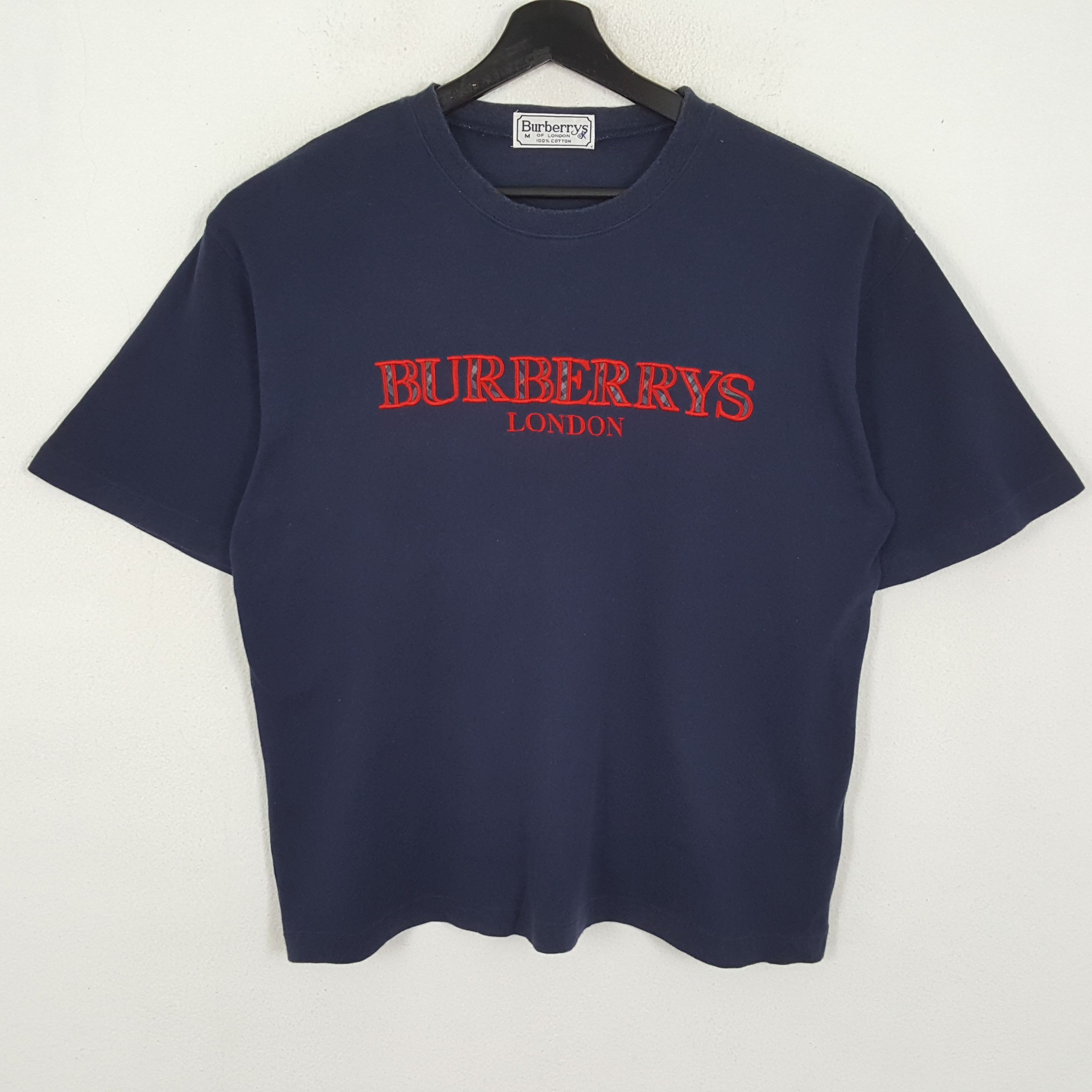 Burberry × Vintage BURBERRYS Luxury Brand Spell Out Design Tshirt 