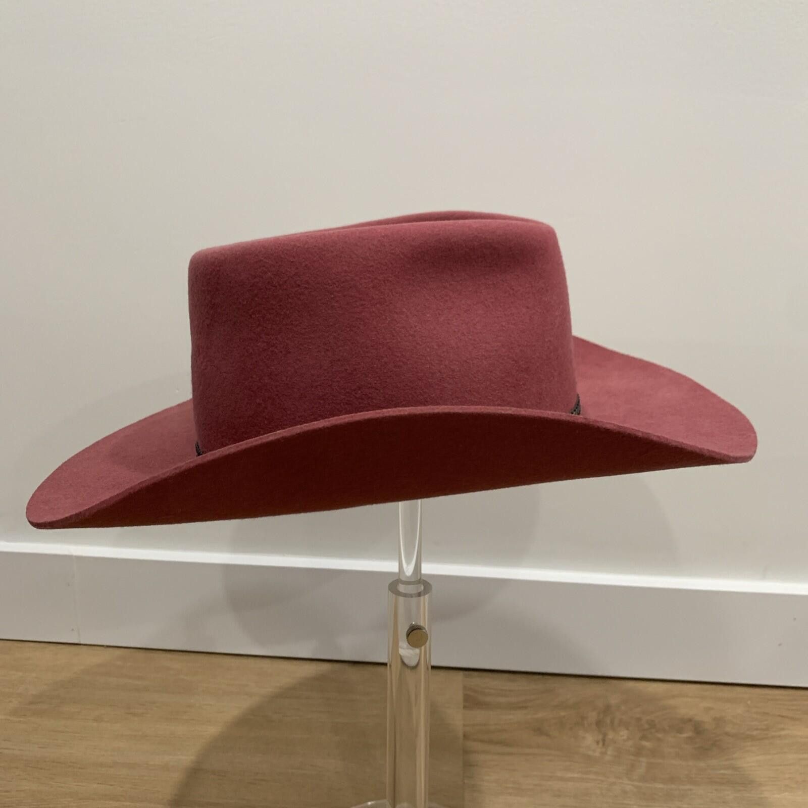 Other Smithbilt 3X Wool Felt Fedor Pink Wide Brim Feather 6 7/8 Size ONE SIZE - 4 Thumbnail