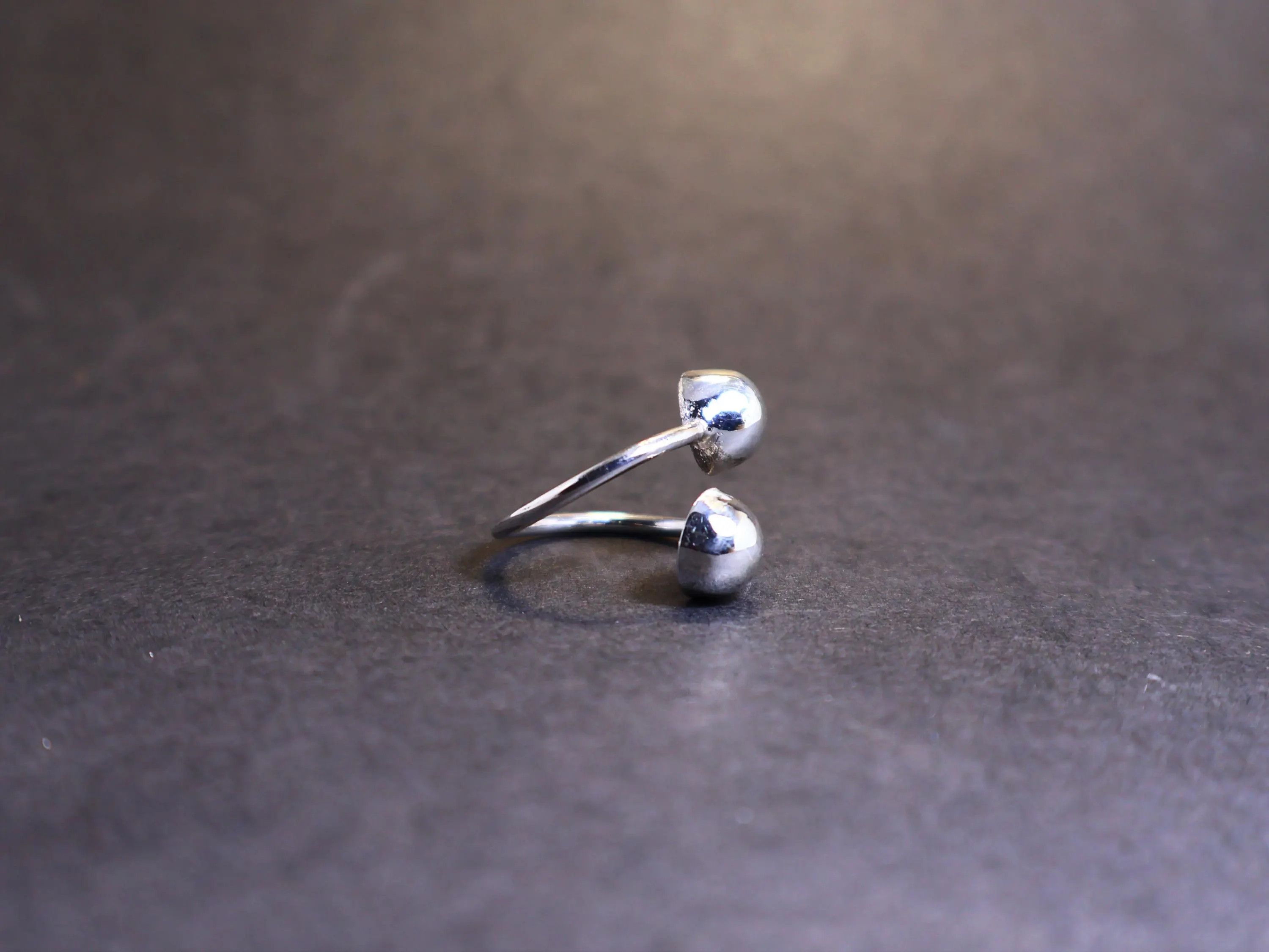 Handmade Half Ball ring, Double Ball Sterling silver Handmade ring, Size ONE SIZE - 3 Thumbnail