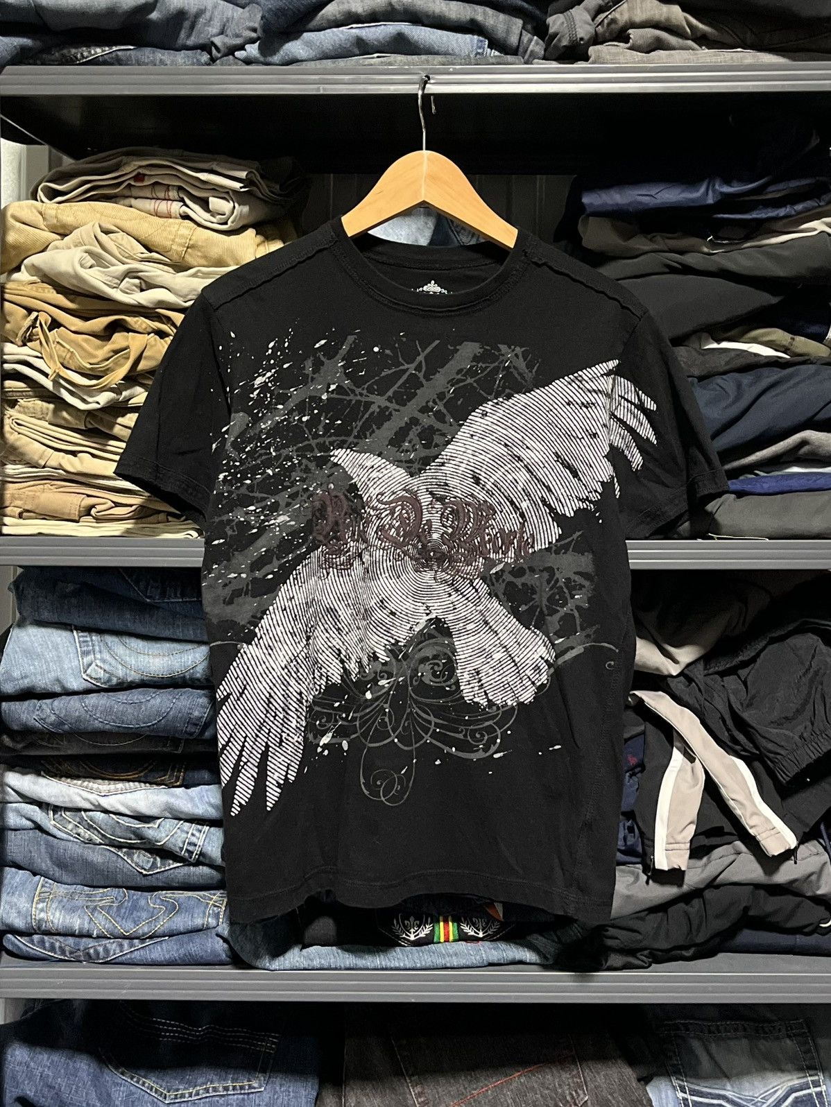 Affliction × Tapout × Vintage Crazy Y2K Affliction Style Grunge Eagle Skater Goth Tee Size US S / EU 44-46 / 1 - 1 Thumbnail