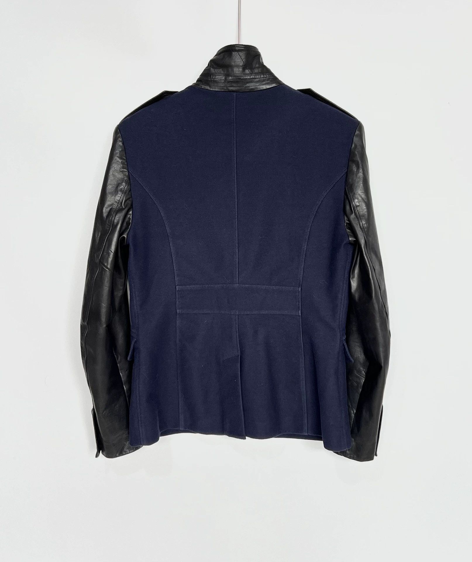 Burberry Burberry Navy Wool Leather Sleeve Blazer UK12 Size US XS / EU 42 / 0 - 3 Thumbnail