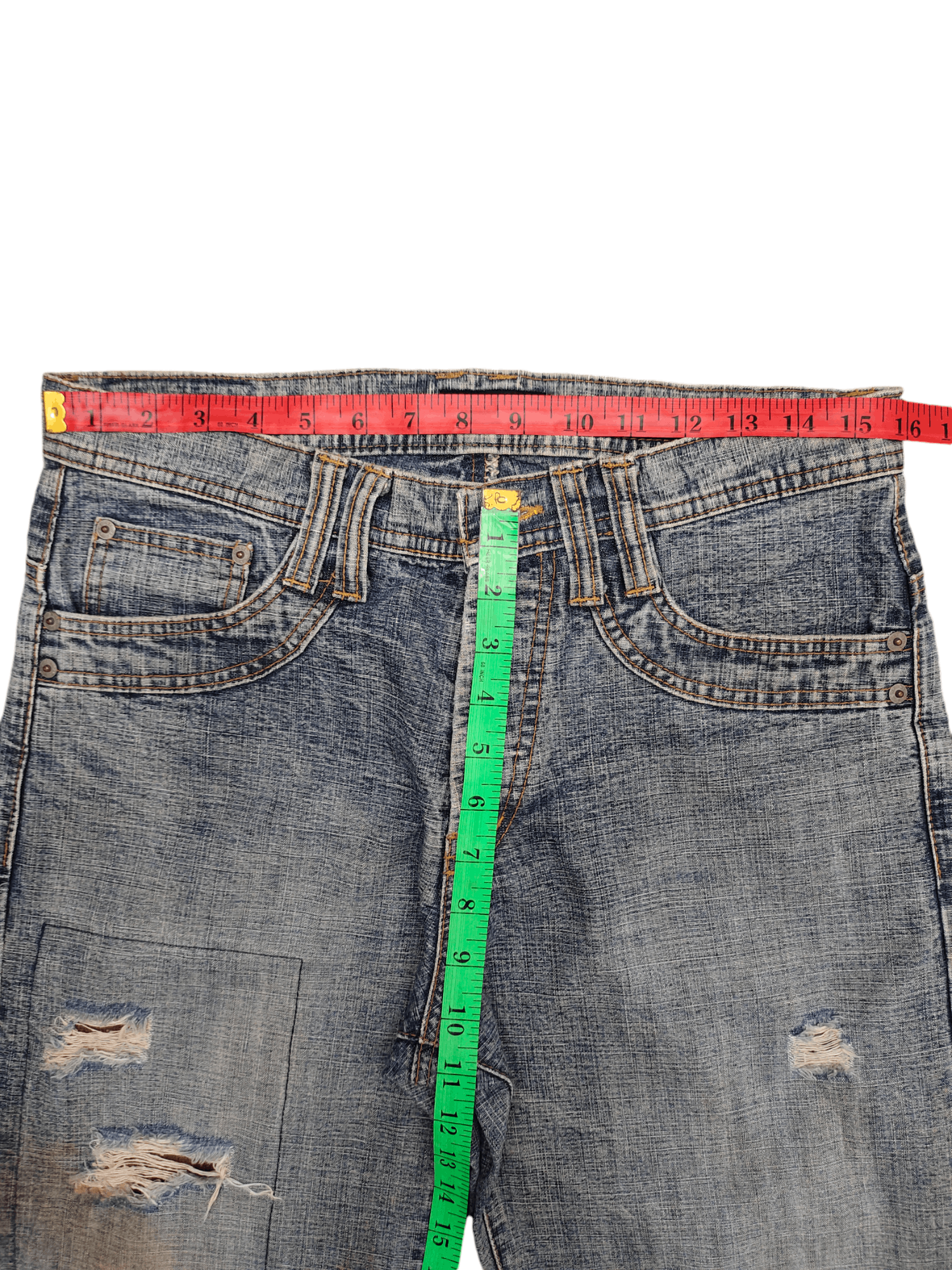 Kapital 1990s Morgan Homme Distress Rusty Faded Patchwork Jeans Size US 31 - 8 Thumbnail