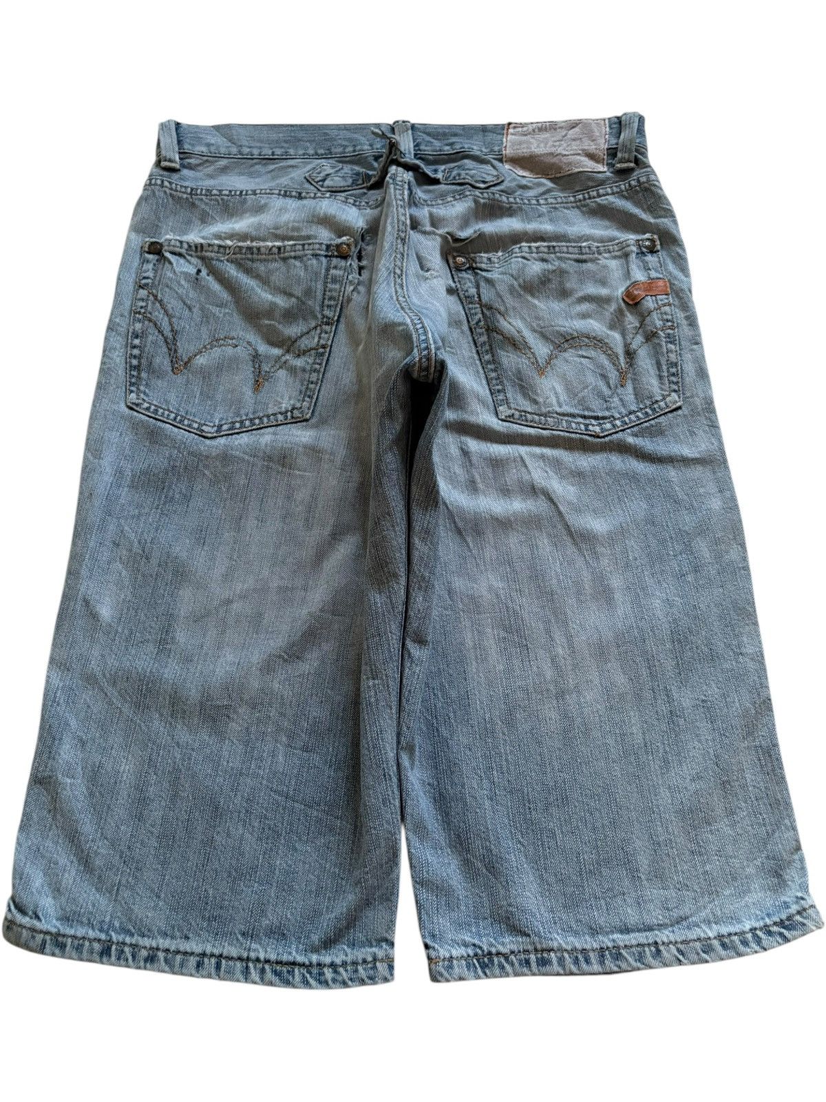 Edwin SALES🔥Vintage Edwin Buckle Back Distressed Baggy Jean Short Size US 35 - 2 Thumbnail