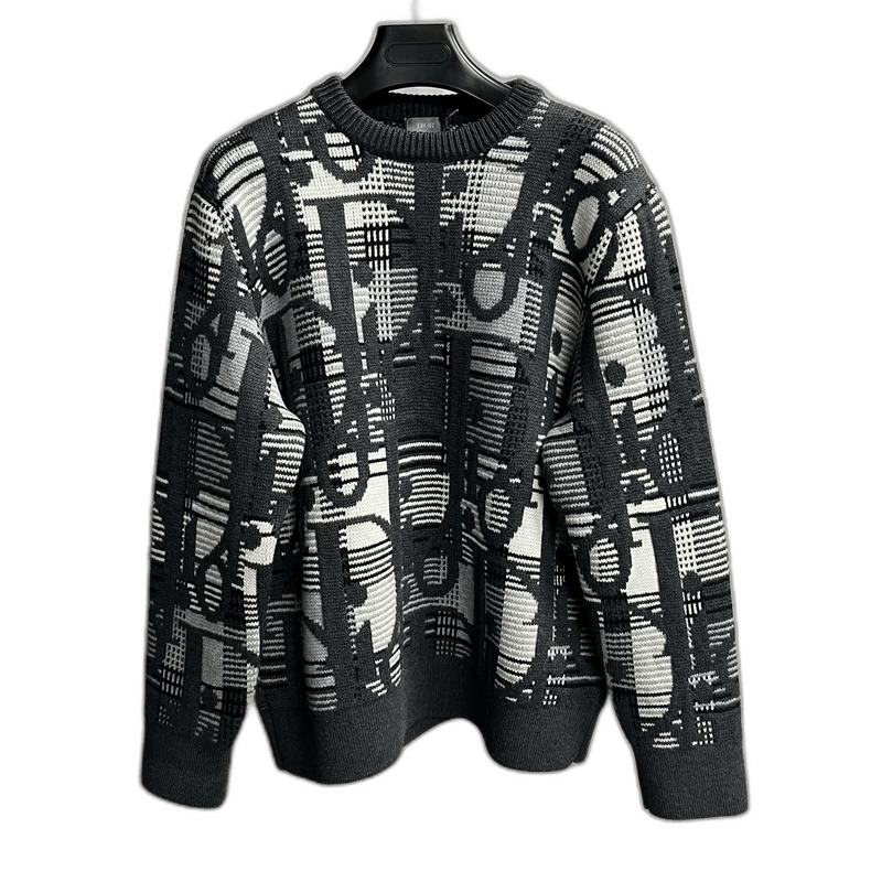 Dior Dior Gray Oblique Pattern Wool Sweater Size US M / EU 48-50 / 2 - 1 Thumbnail