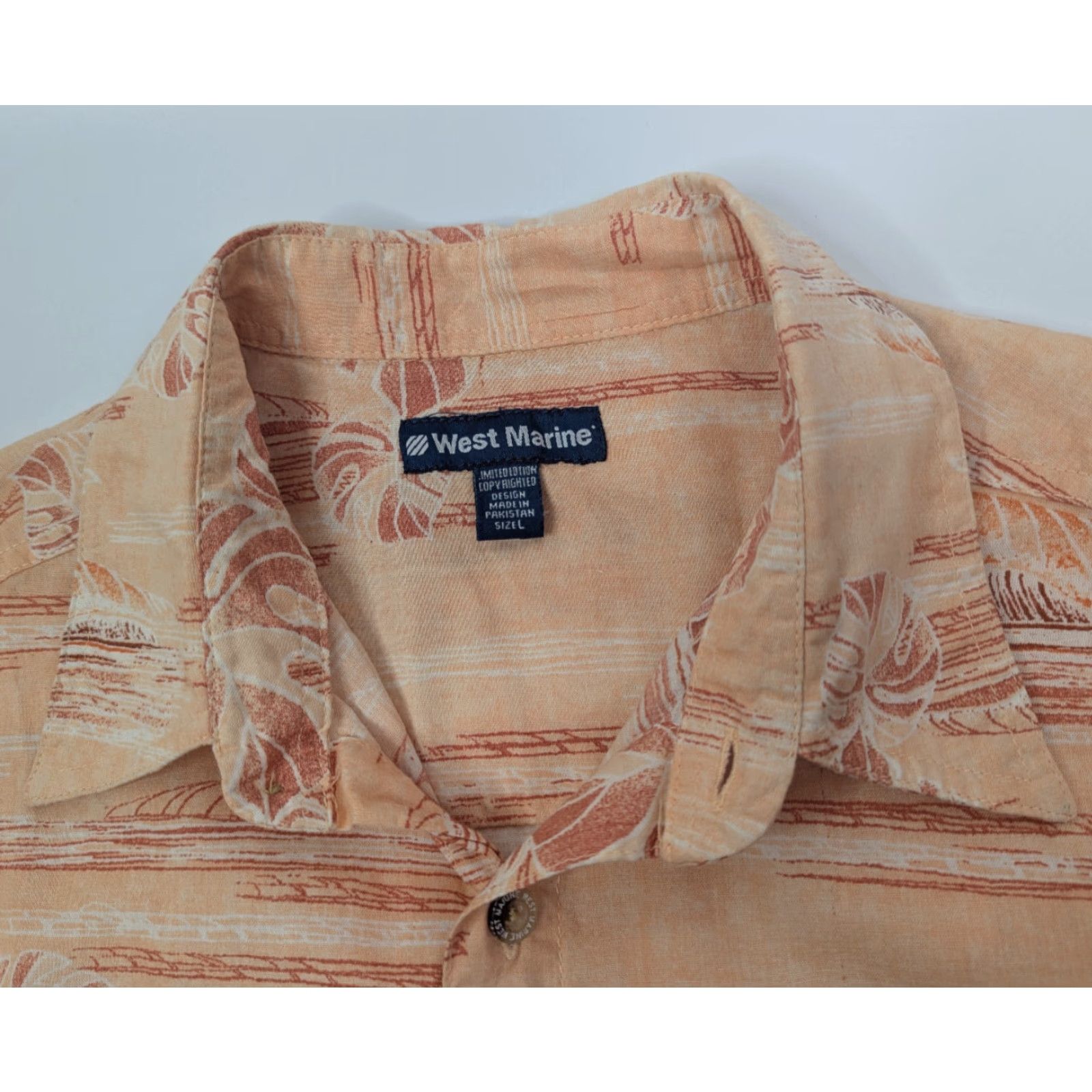 Vintage West Marine Shirt L Mens Orange Palm Cotton Button-Up Short Sleeve Outdoor Beach Tropical Size US L / EU 52-54 / 3 - 6 Thumbnail
