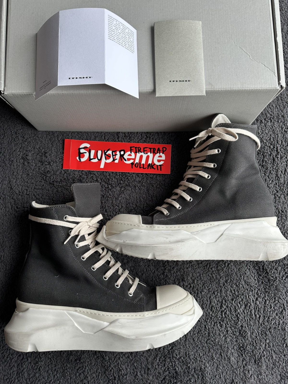 Rick Owens Drkshdw Rick Owens DRKSHDW ABSTRACT High Sneakers Black Milk Size US 10 / EU 43 - 2 Thumbnail