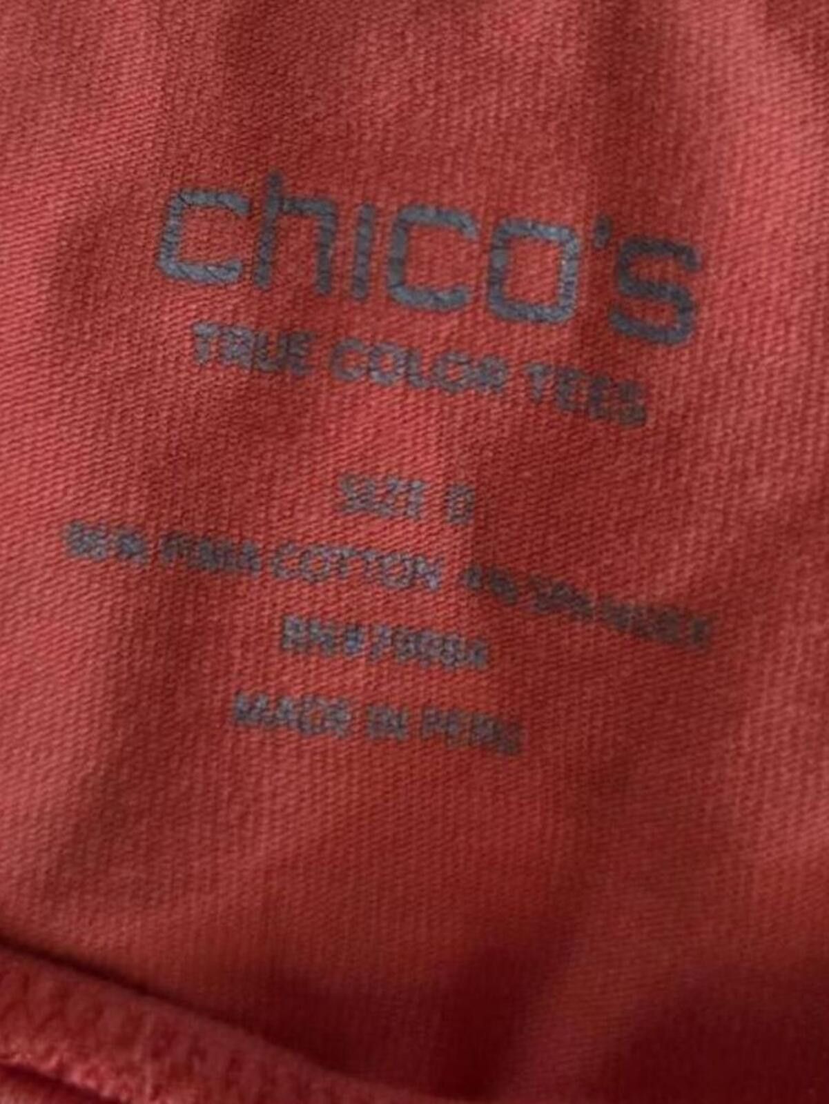 Chicos Chicos Coral 3/4 Sleeve Cotton Blend Top Size 0 Chico Sizing Size ONE SIZE - 4 Thumbnail