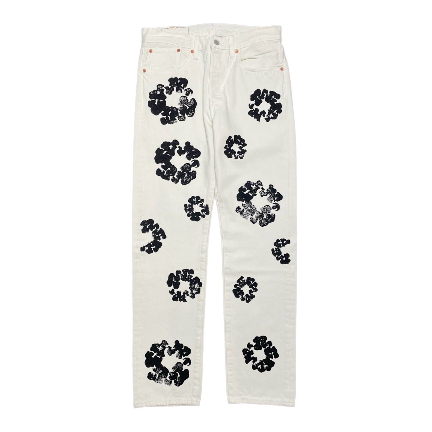 x Levi's 501 Cotton Wreath Logo Jeans White Black