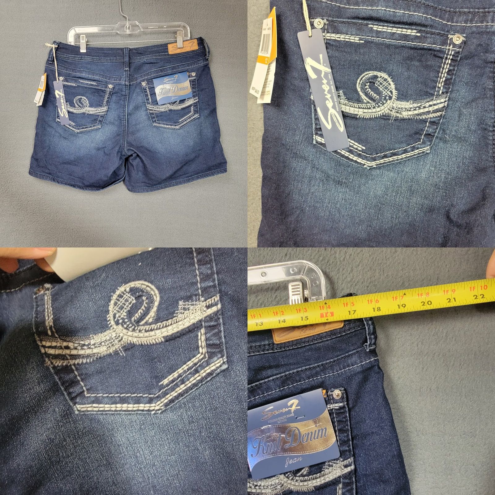 Vintage Seven7 Shorts womens Sz: 12 Blue Denim Jeans new with tags Size 34" / US 12 / IT 48 - 8 Thumbnail