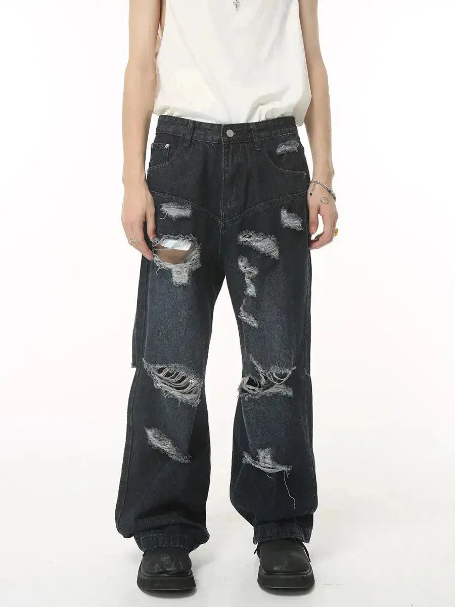 Japanese Brand Retro loose ripped hip-hop jeans Size US 32 / EU 48 - 1 Thumbnail