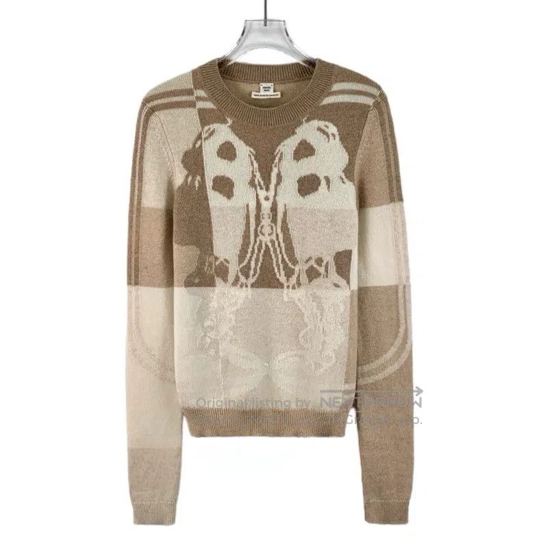 Hermes Hermes Color Blocked Pig Nose Embroidered Cashmere Crew Ne Size XXS / US 00 / IT 34 - 1 Thumbnail