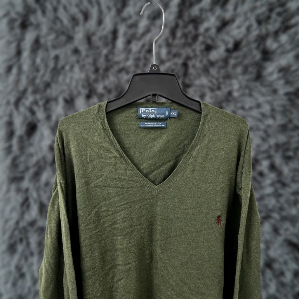 Polo Ralph Lauren Polo Ralph Lauren Sweater Mens 2XL Green 100% Pima Cotton V-Neck Pullover Size US XXL / EU 58 / 5 - 1 Thumbnail