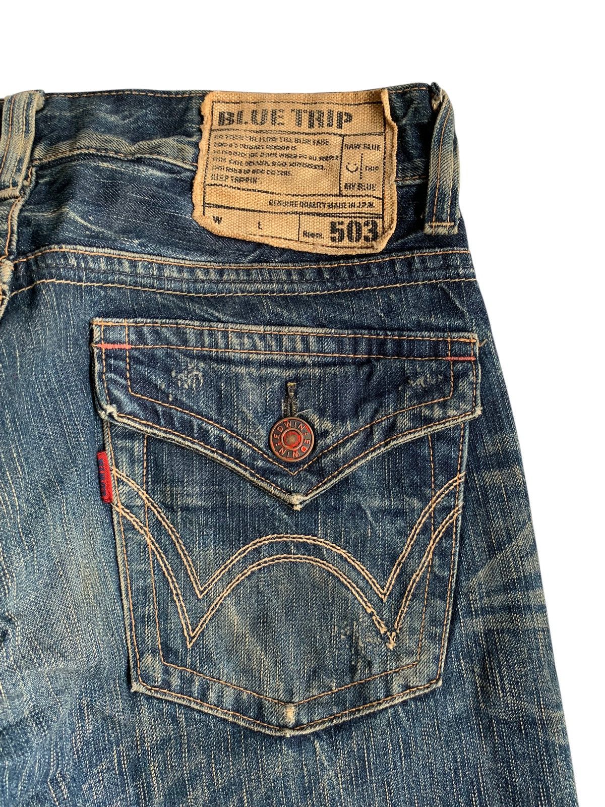 Tornado Mart FLARE 💥 EDWIN 503 MUDMAX PUNK STYLE DISTRESSED DENIM☠️ Size US 31 - 13 Thumbnail