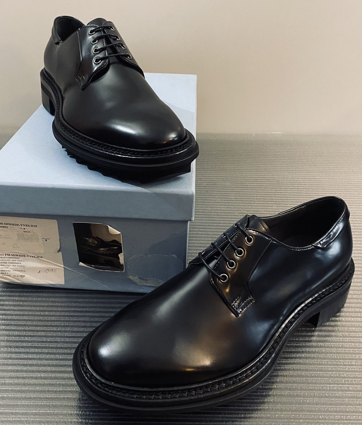 Lanvin Lanvin 🇮🇹 black soft glossy calfskin creeper sole derby 9 NEW Size US 9 / EU 42 - 3 Thumbnail