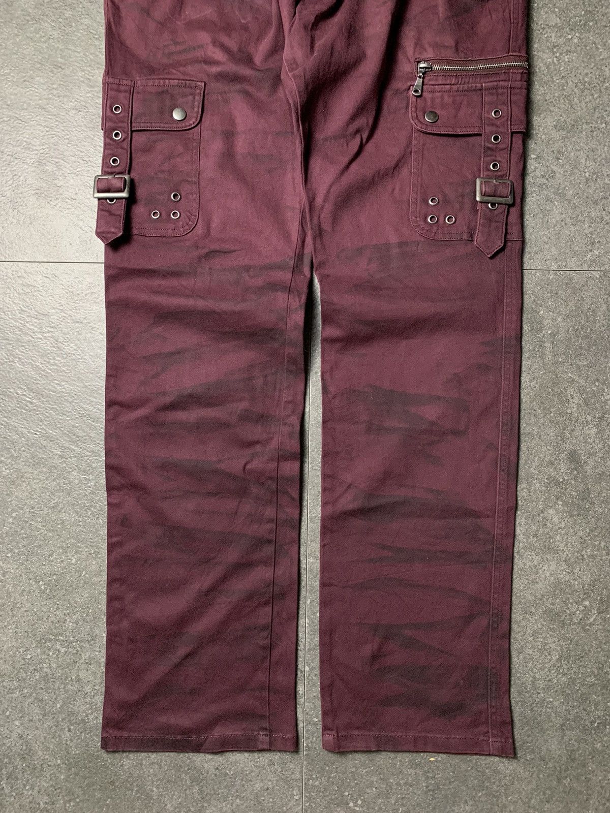 semanticdesign 2000s Semantic Design Red Wine Slashed Bondage Cargo Pants Size US 36 / EU 52 - 4 Thumbnail