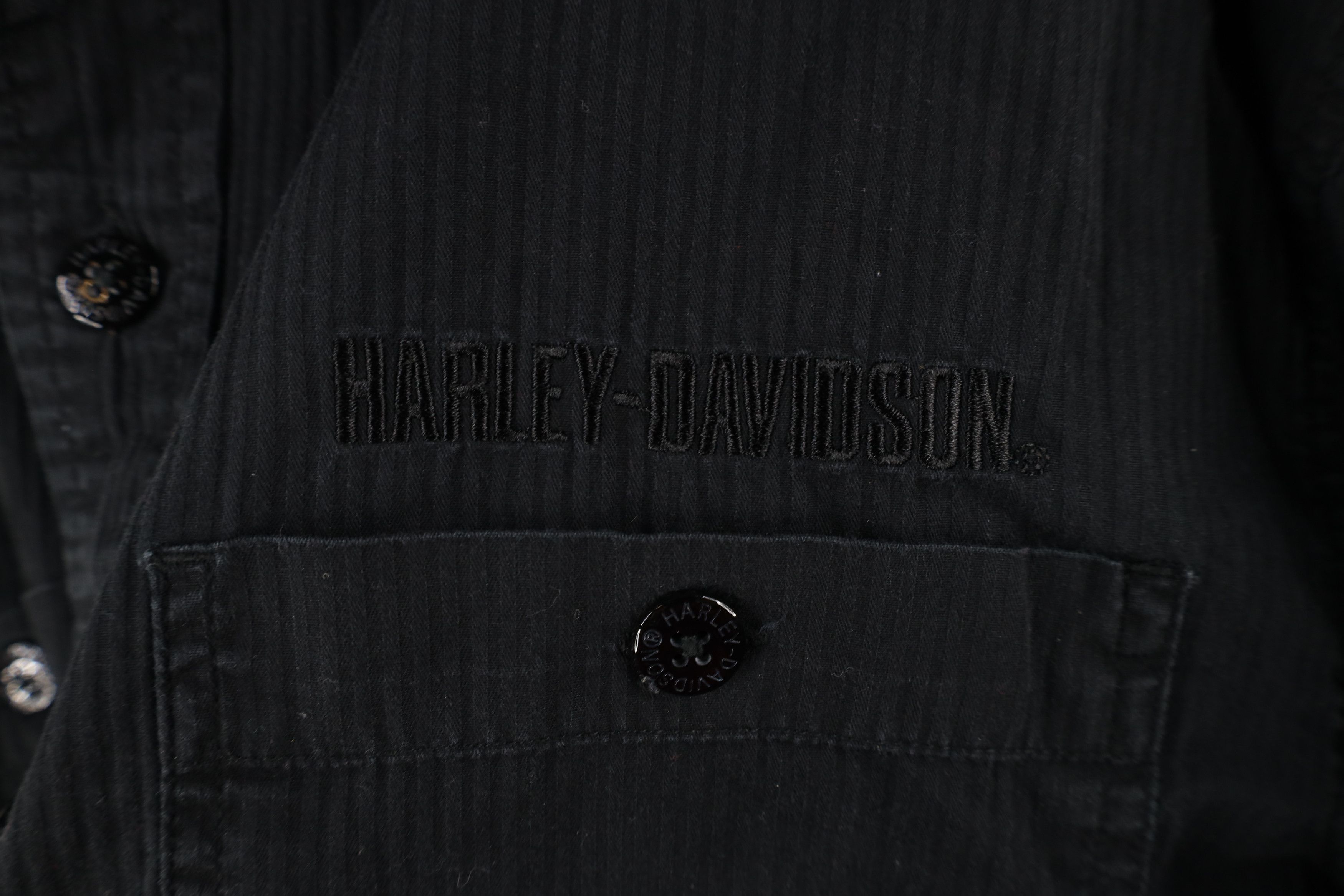 Harley Davidson × Vintage Vintage Harley Davidson Spell Out Striped Button Down Shirt Size US M / EU 48-50 / 2 - 4 Thumbnail