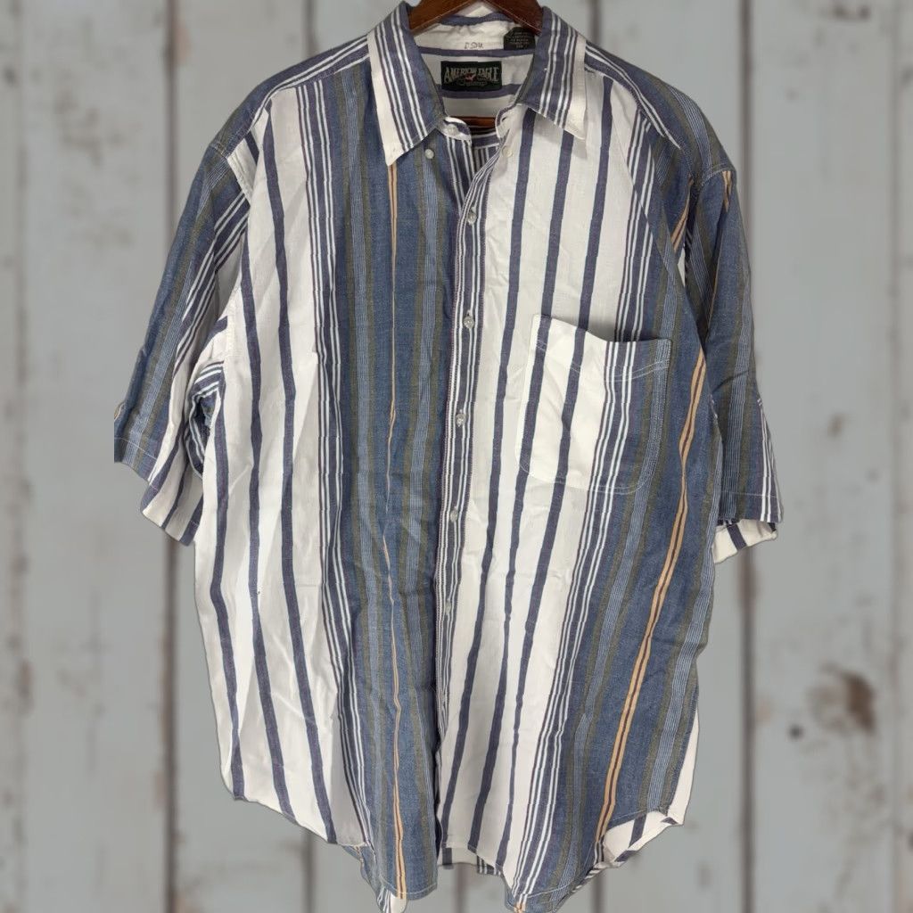 American Eagle Outfitters VINTAGE American Eagle Men’s Shirt Short Sleeve Cotton Button-Up Multi Striped 100% Woven Casual Summer Size US L / EU 52-54 / 3 - 1 Thumbnail