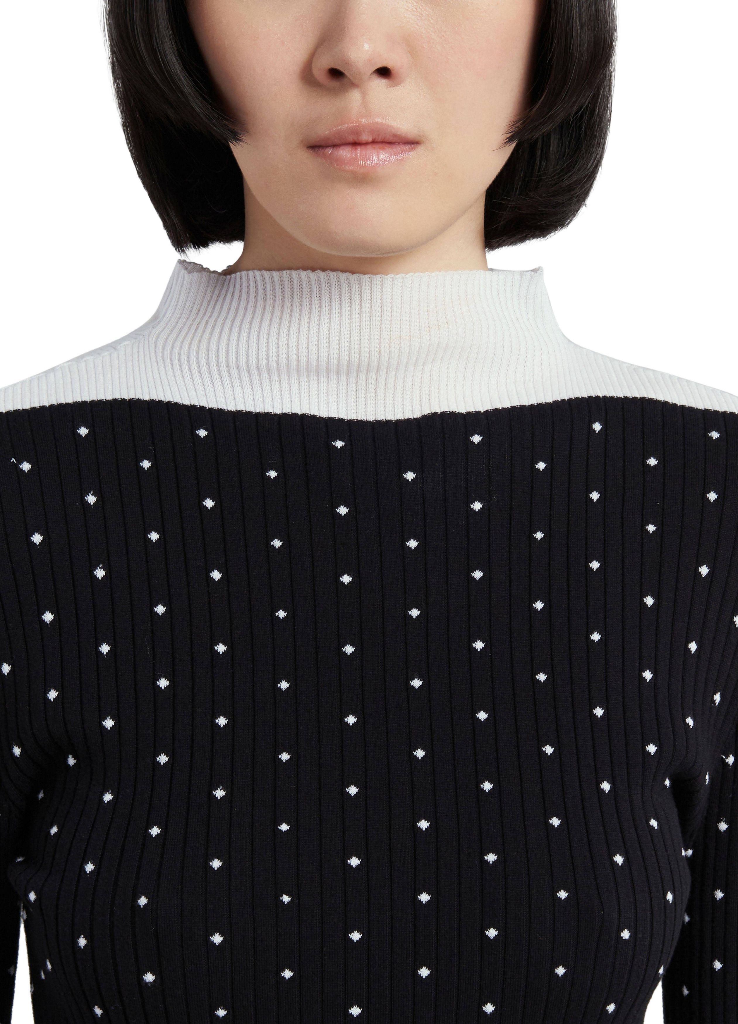Marni o1w1db10824 Hi-neck Polka Dot Sweater in White Black Size XXL / US 16-18 / IT 52-54 - 5 Thumbnail