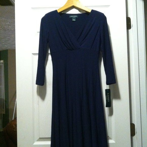 Ralph Lauren RALPH LAUREN WOMEN'S NEW BLUE 95%POLYESTER DRESS SIZE: 2 Size XS / US 0-2 / IT 36-38 - 2 Thumbnail