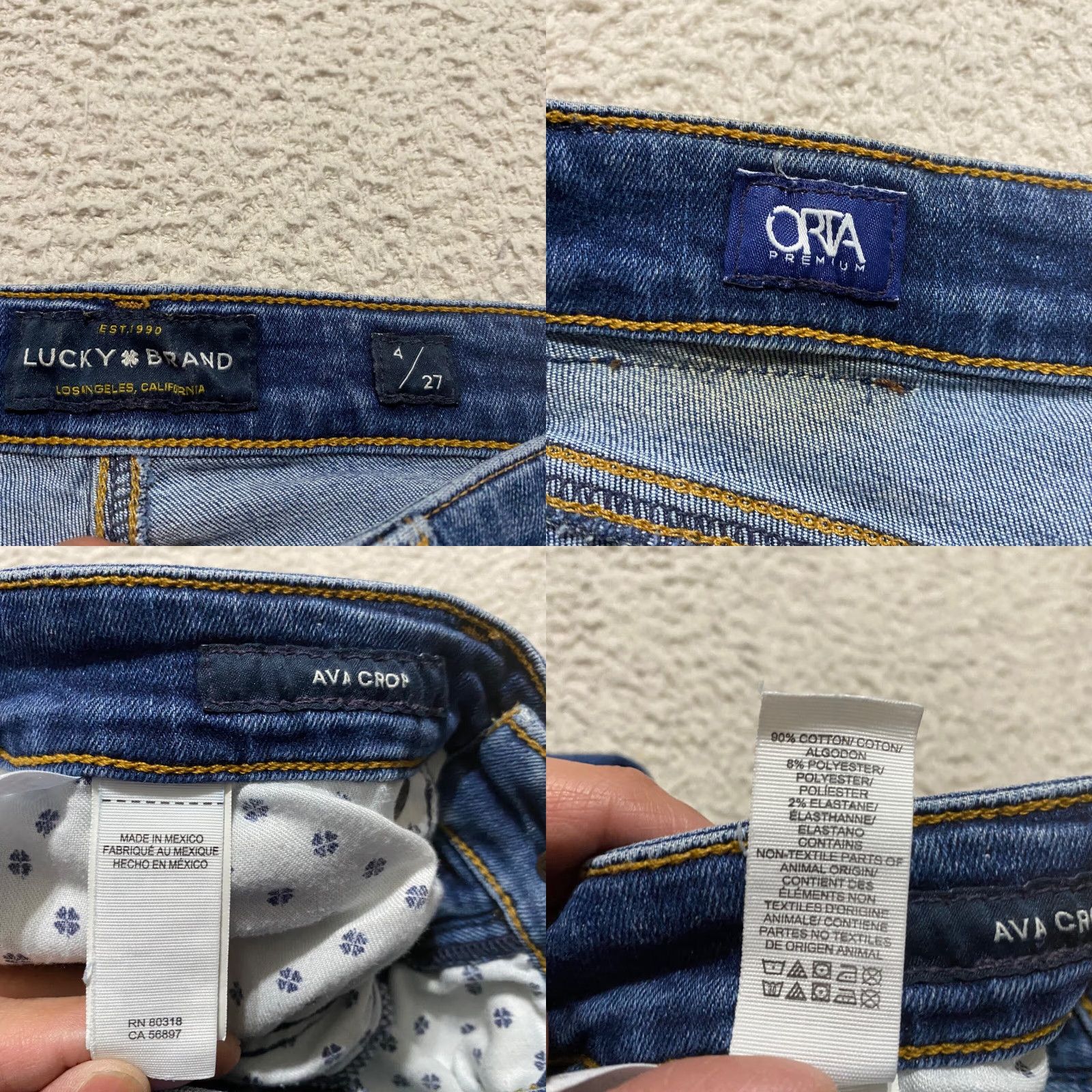 Lucky Brand Lucky Brand Jeans sz 4 Blue Denim Skinny Dark Wash Crop Distress Raw Hem Womens Size 27" / US 4 / IT 40 - 8 Thumbnail
