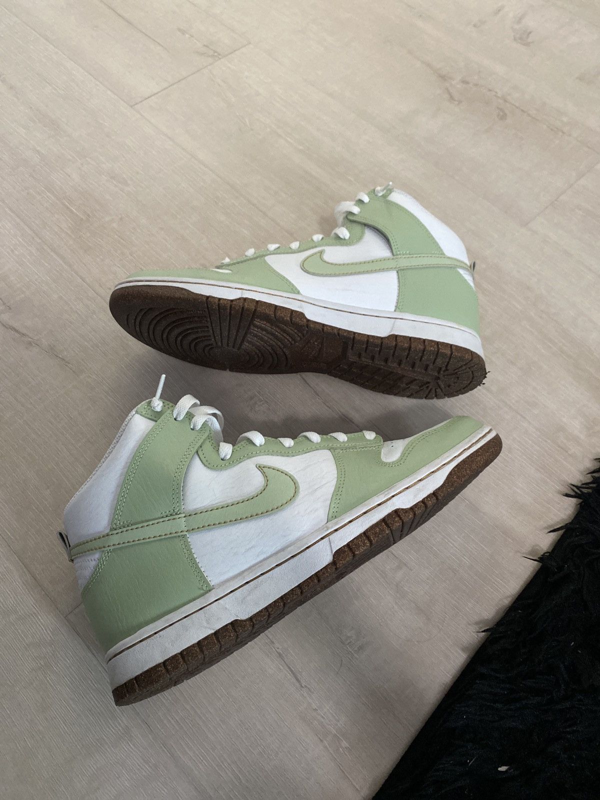 image of Nike Dunk High Honeydew/white/tan Shoes in Light Green, Men's (Size 9.5)