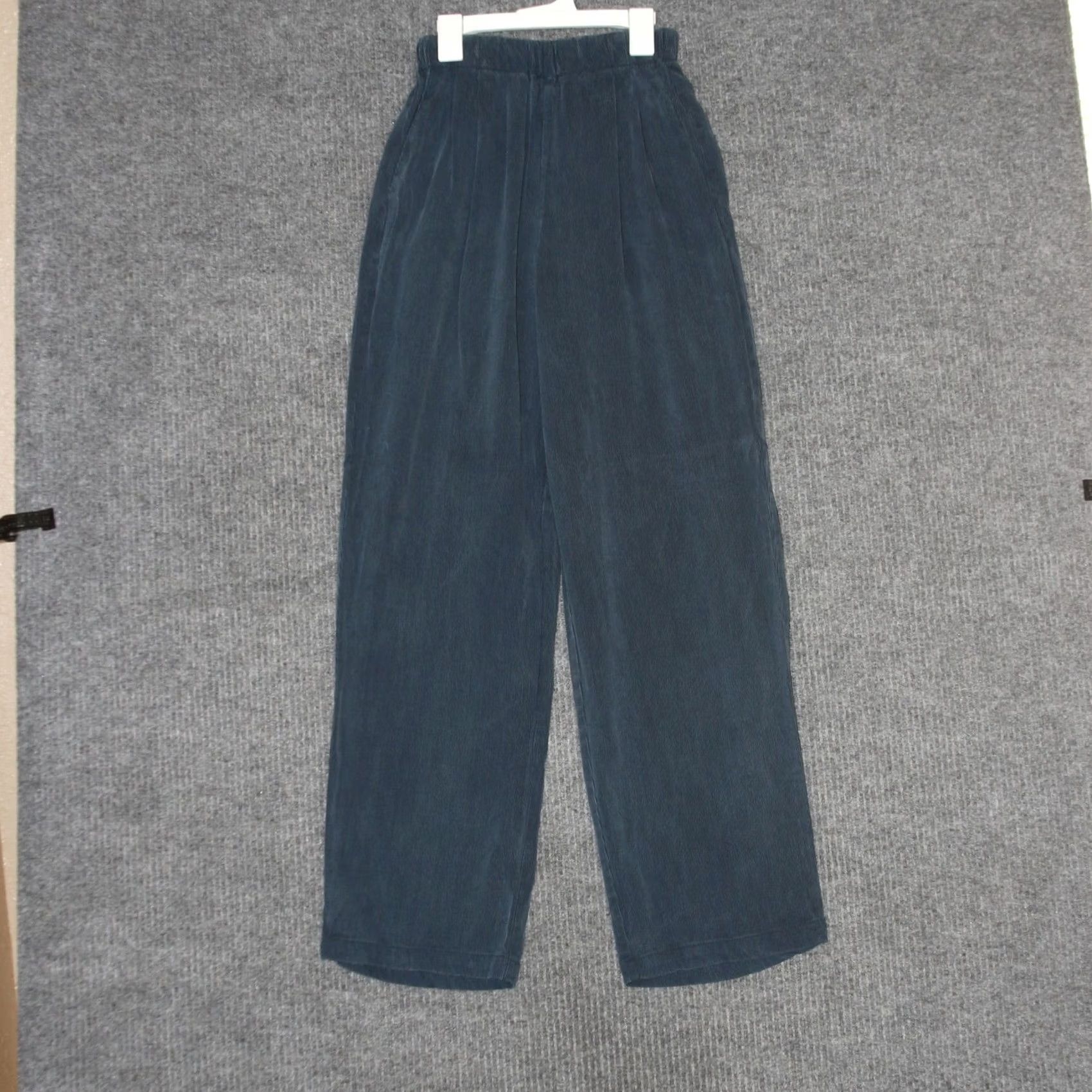 Vintage OJAI Pants Womens M Blue Wide Leg Tencel Rayon Casual Pull On Elastic Waist Pockets Pleated Inseam 30 in Machine Washable United States Size 32" / US 10 / IT 46 - 2 Thumbnail