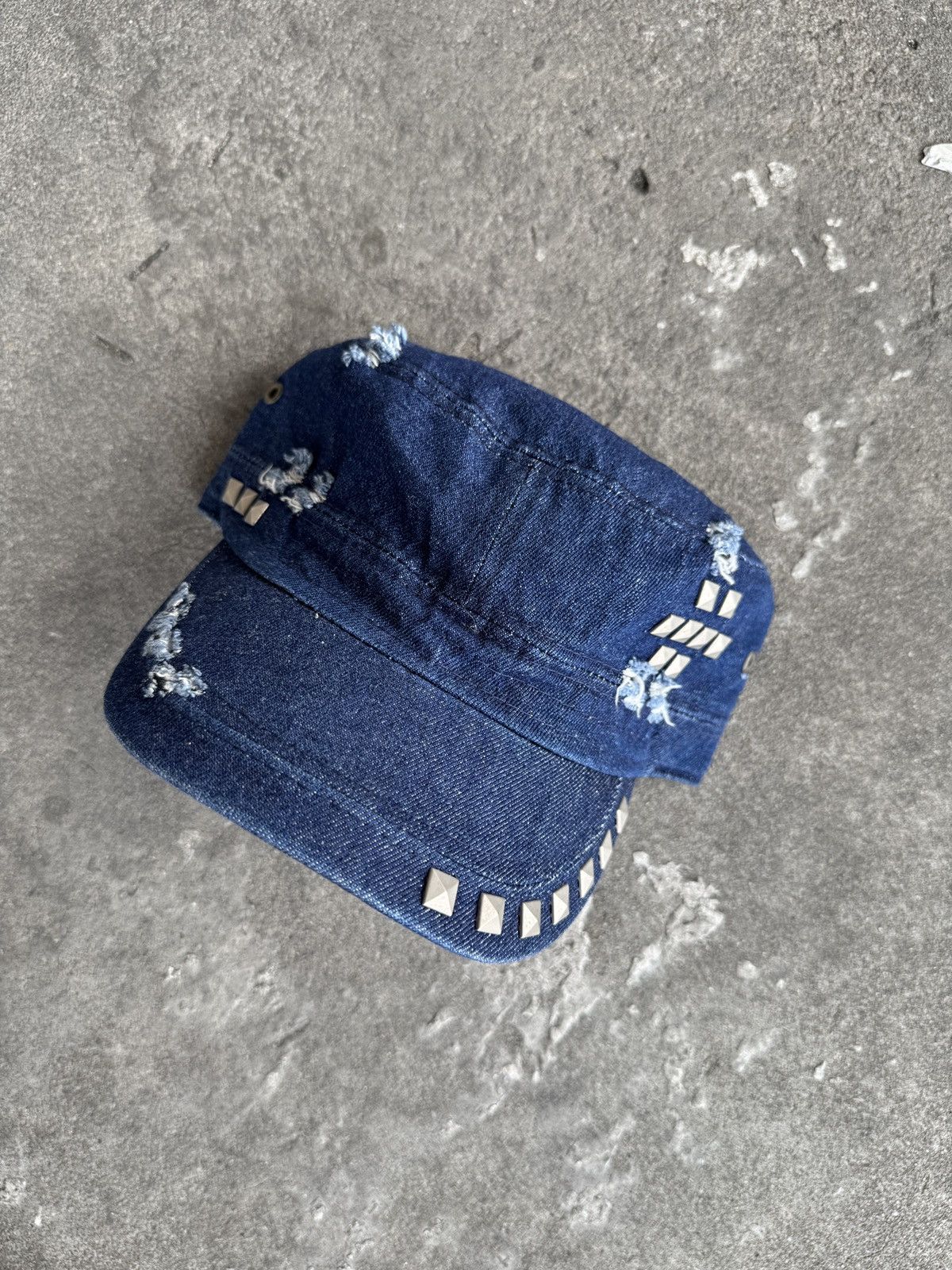 Japanese Brand Distressed Studded Commando Cadet Hat Size ONE SIZE - 1 Thumbnail