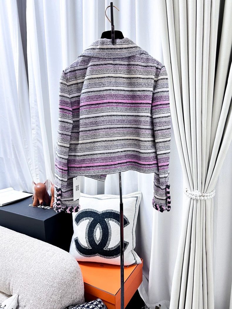 Chanel Chanel Striped short lapel coat Size S / US 4 / IT 40 - 3 Thumbnail