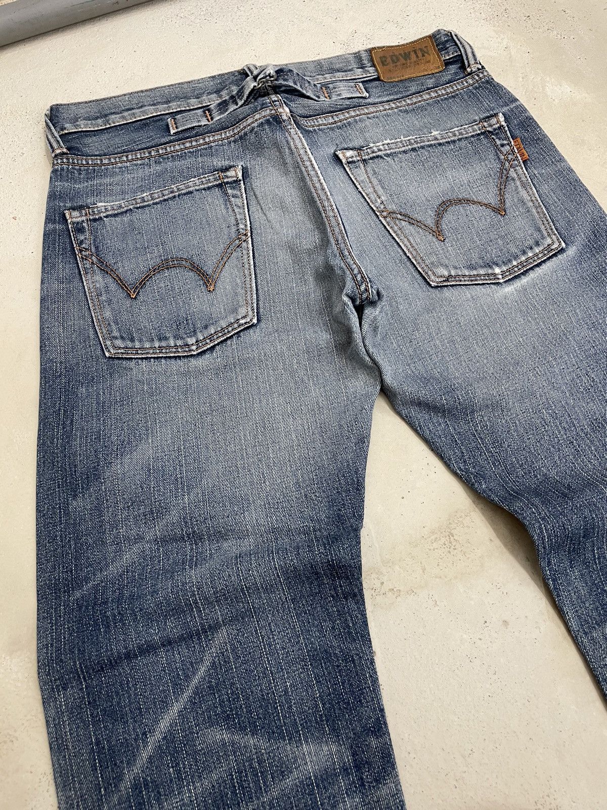 Edwin Edwin 505 Selvedge Buckle Back Whisker Distress Denim A13 Size US 32 / EU 48 - 10 Thumbnail