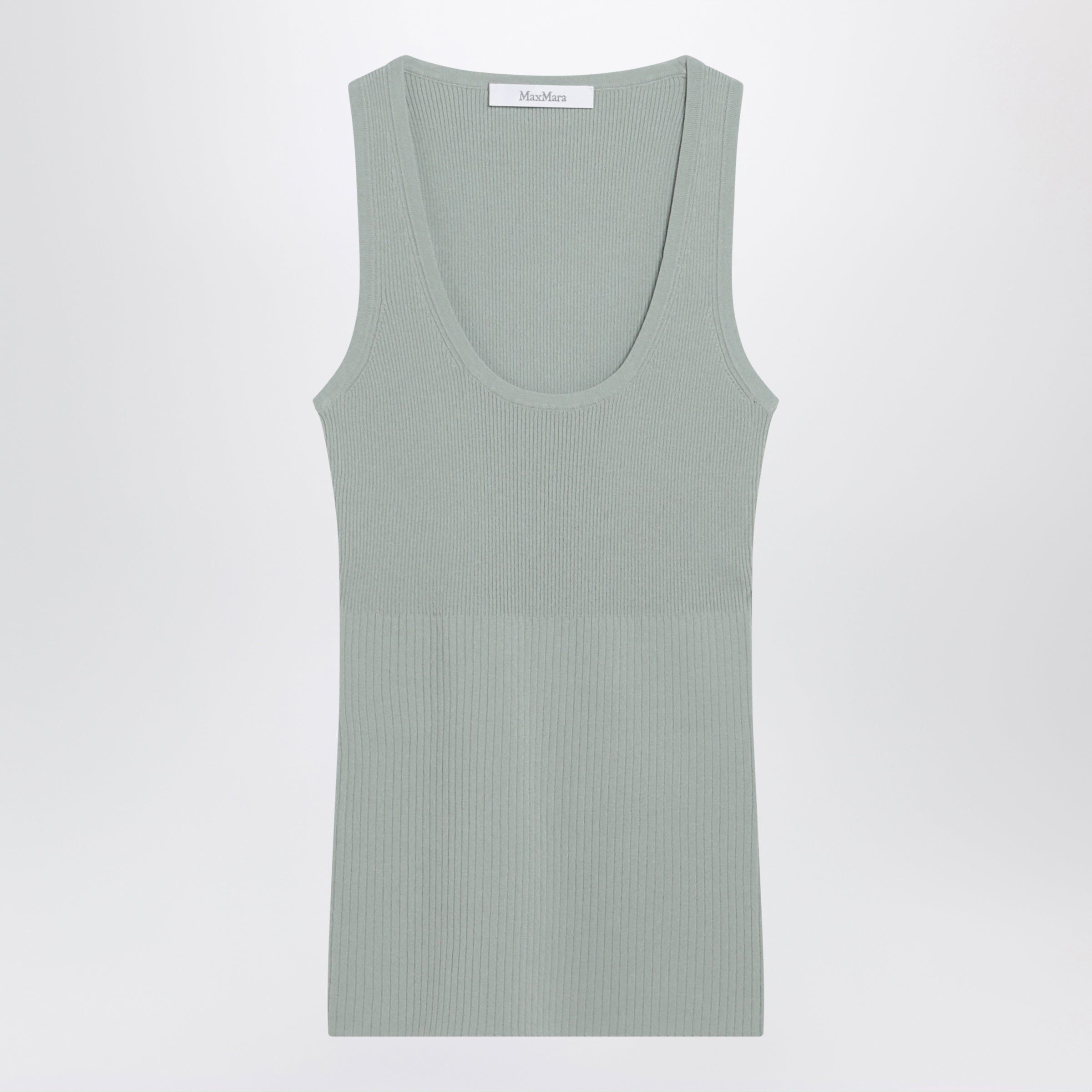 Max Mara Max Mara Sleeveless Ribbed Top In Sage Green Technical Yarn Size XS / US 0-2 / IT 36-38 - 1 Thumbnail