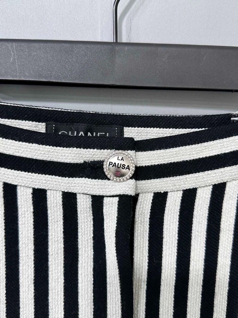 Chanel Chanel Black and white striped wide-leg trousers Size 24" / US 00 / IT 34 - 4 Thumbnail