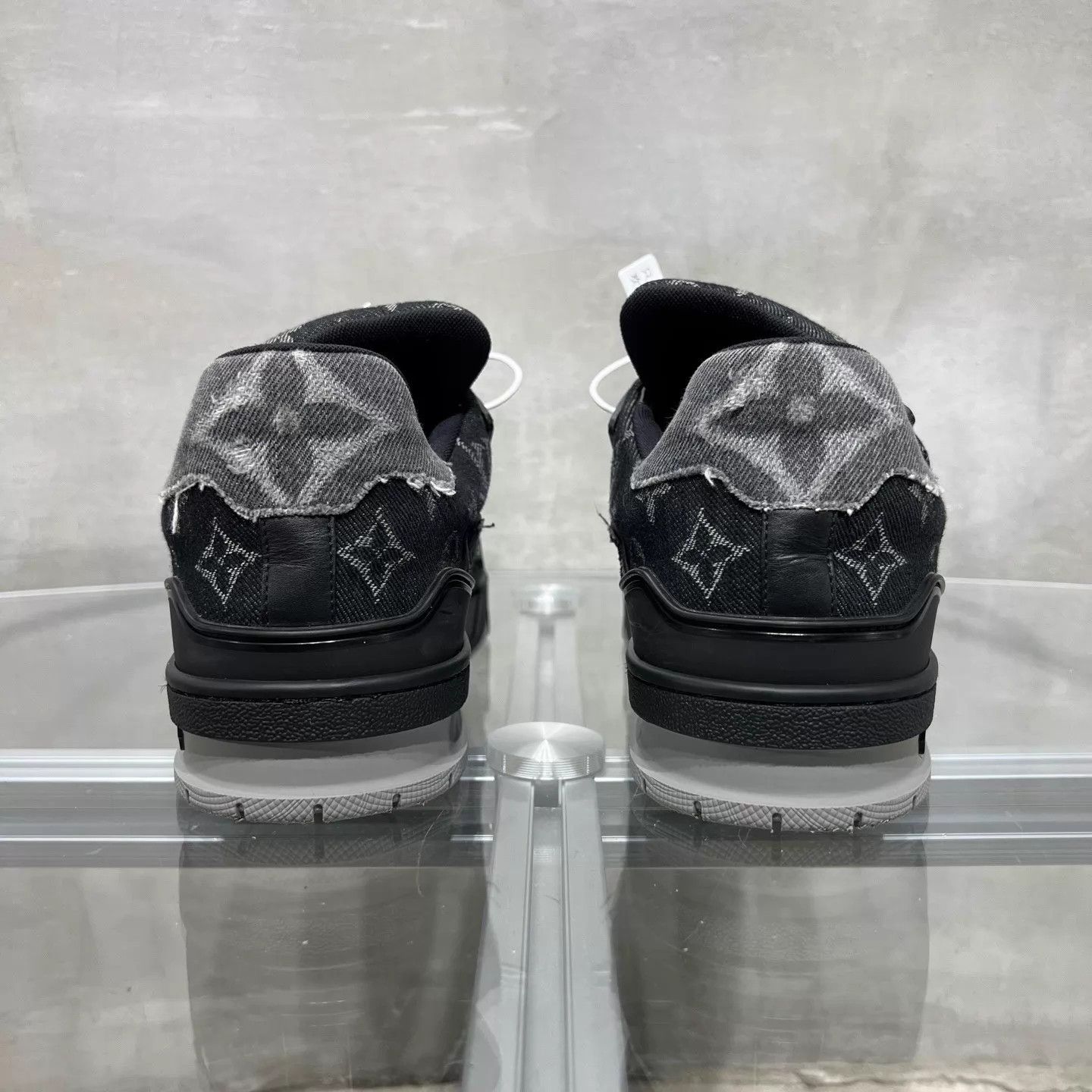 Louis Vuitton LV Trainer Distressed Black Denim Allover Print UK8 Size US 9 / EU 42 - 6 Thumbnail