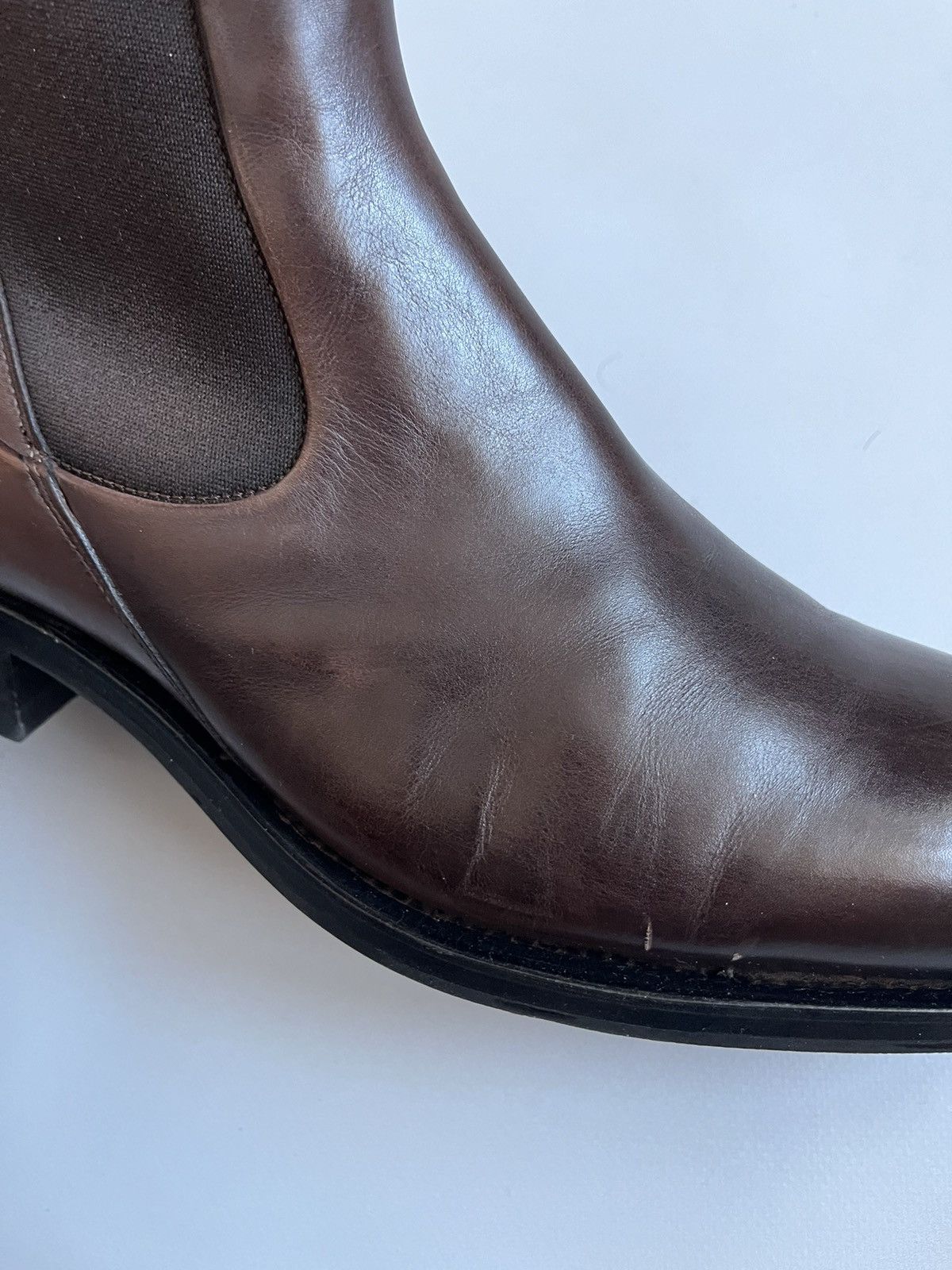 Santoni Santoni Men Brown Leather Chelsea Boots Size US 10.5 / EU 43-44 - 14 Thumbnail