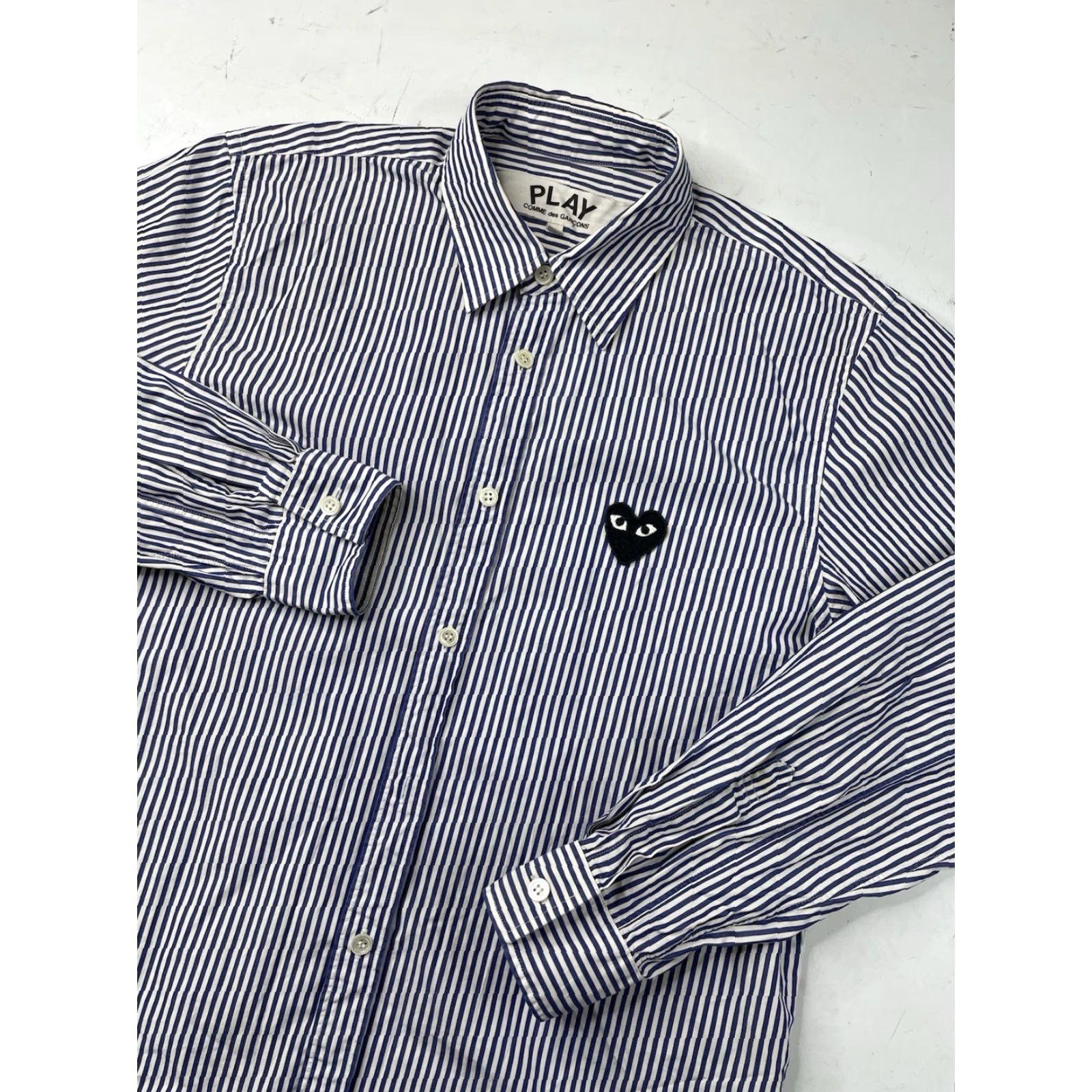 Comme des Garcons Girl Comme Des Garcons Shirt Men S Small Stripe Blue White Button Down Long Sleeve Mens Blue Stripe Shirt Blue White S Size US S / EU 44-46 / 1 - 2 Thumbnail
