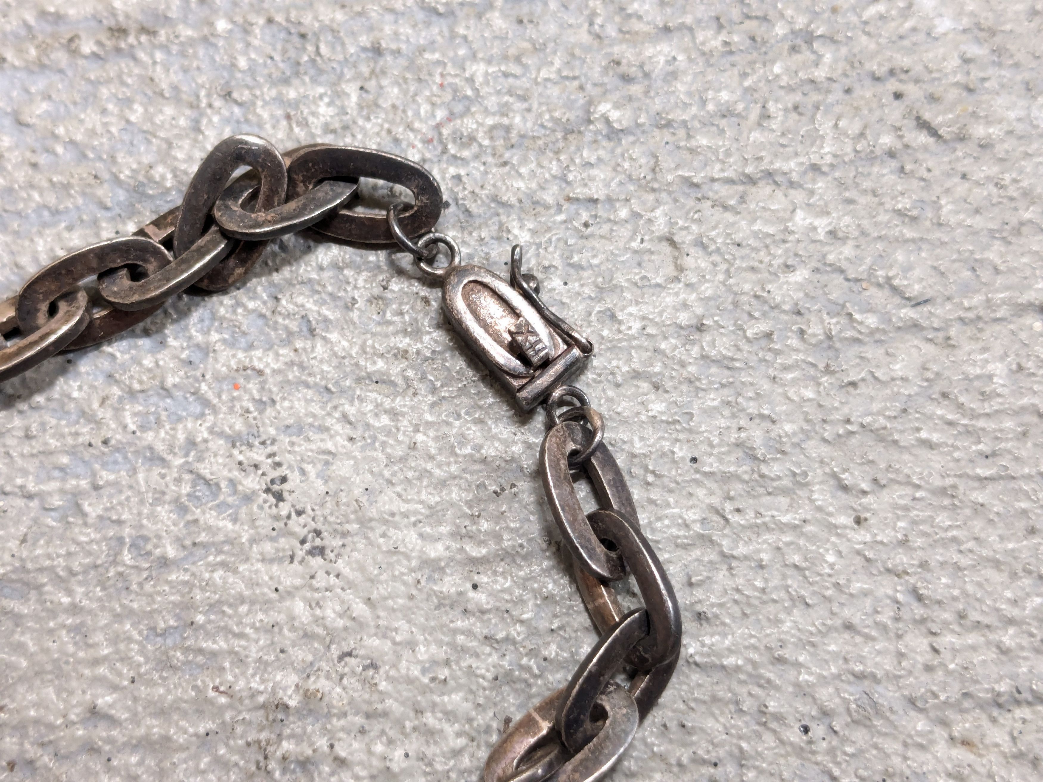 Jewelry Vintage Sterling Silver Bracelet Oval 7" Chain Link Size ONE SIZE - 9 Thumbnail