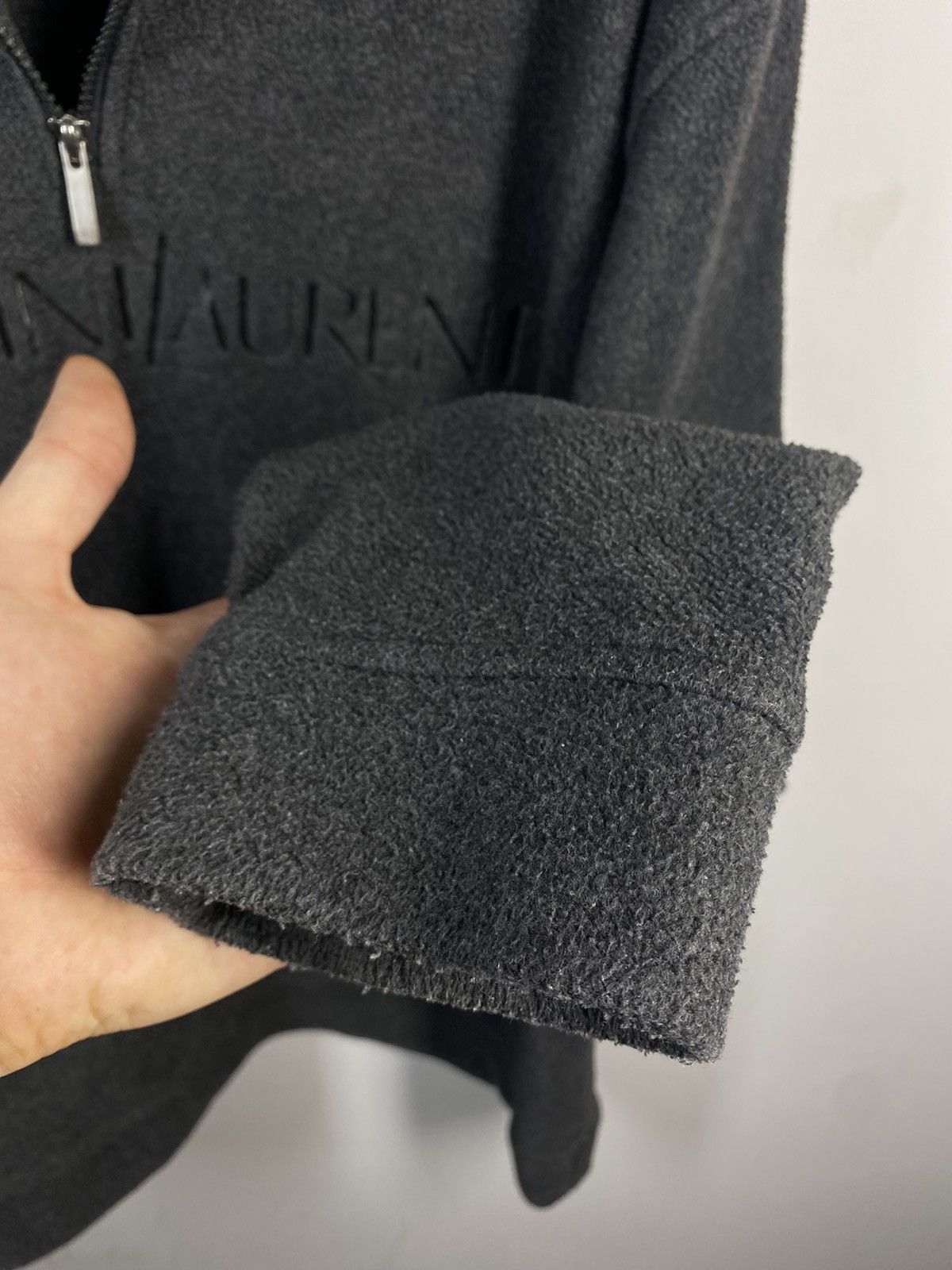 Yves Saint Laurent Fleece YSL Sweatshirt 1/4 Zip Big Logo Grey YSL Sweater Size US XL / EU 56 / 4 - 15 Thumbnail