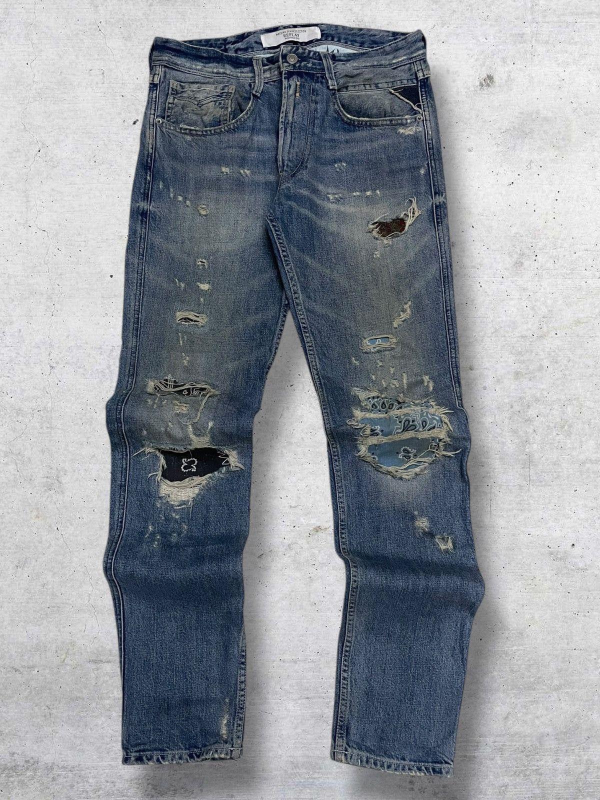 Replay VINTAGE REPLAY OG DESIGNER 90S DISTRESSED BANDANA DENIM Size US 30 / EU 46 - 1 Thumbnail