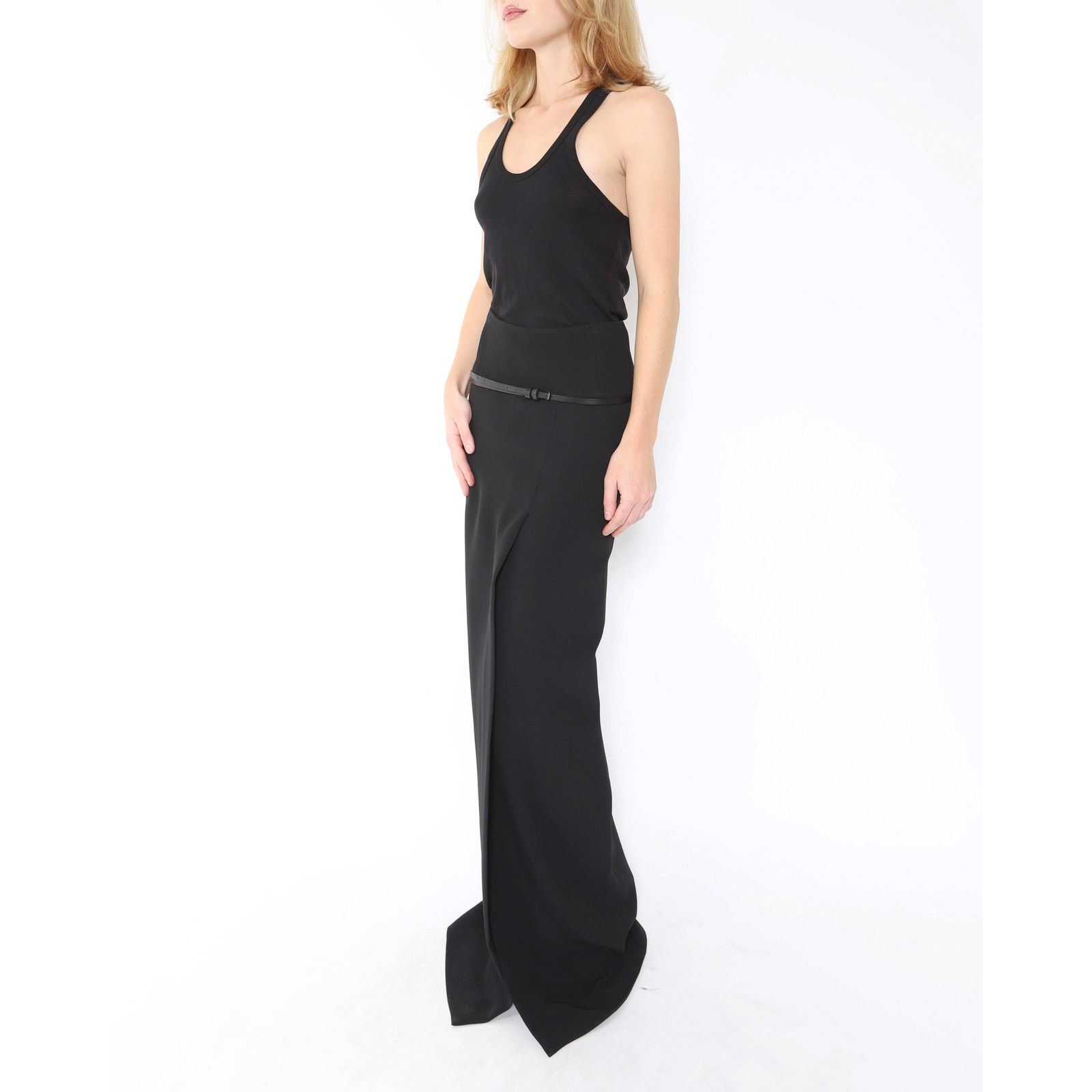 Haider Ackermann FW16 Maxi Dress with Slit in Black Viscose Size XS / US 0-2 / IT 36-38 - 2 Thumbnail