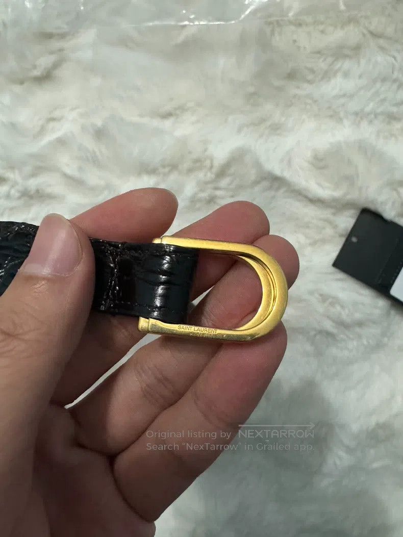 Saint Laurent Paris Saint Laurent Paris Ring buckle embossed show style belt, Size ONE SIZE - 4 Thumbnail