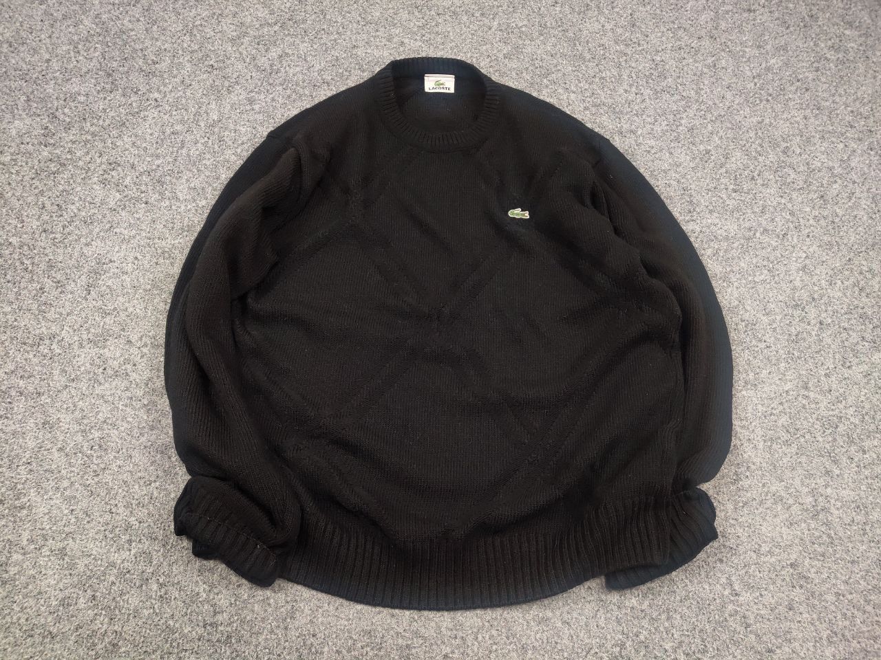 Lacoste Vintage 90's Lacoste All Black Logo Textured Sweater Jumper Size US M / EU 48-50 / 2 - 2 Thumbnail