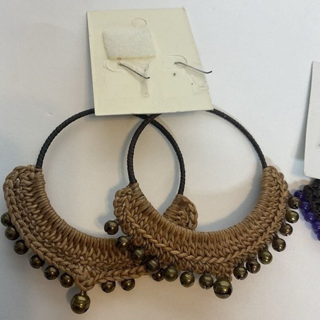 Other NWT Pannee Lot of 2 Drop Boho Woven Hoop Earrings Ring Size ONE SIZE - 9 Thumbnail
