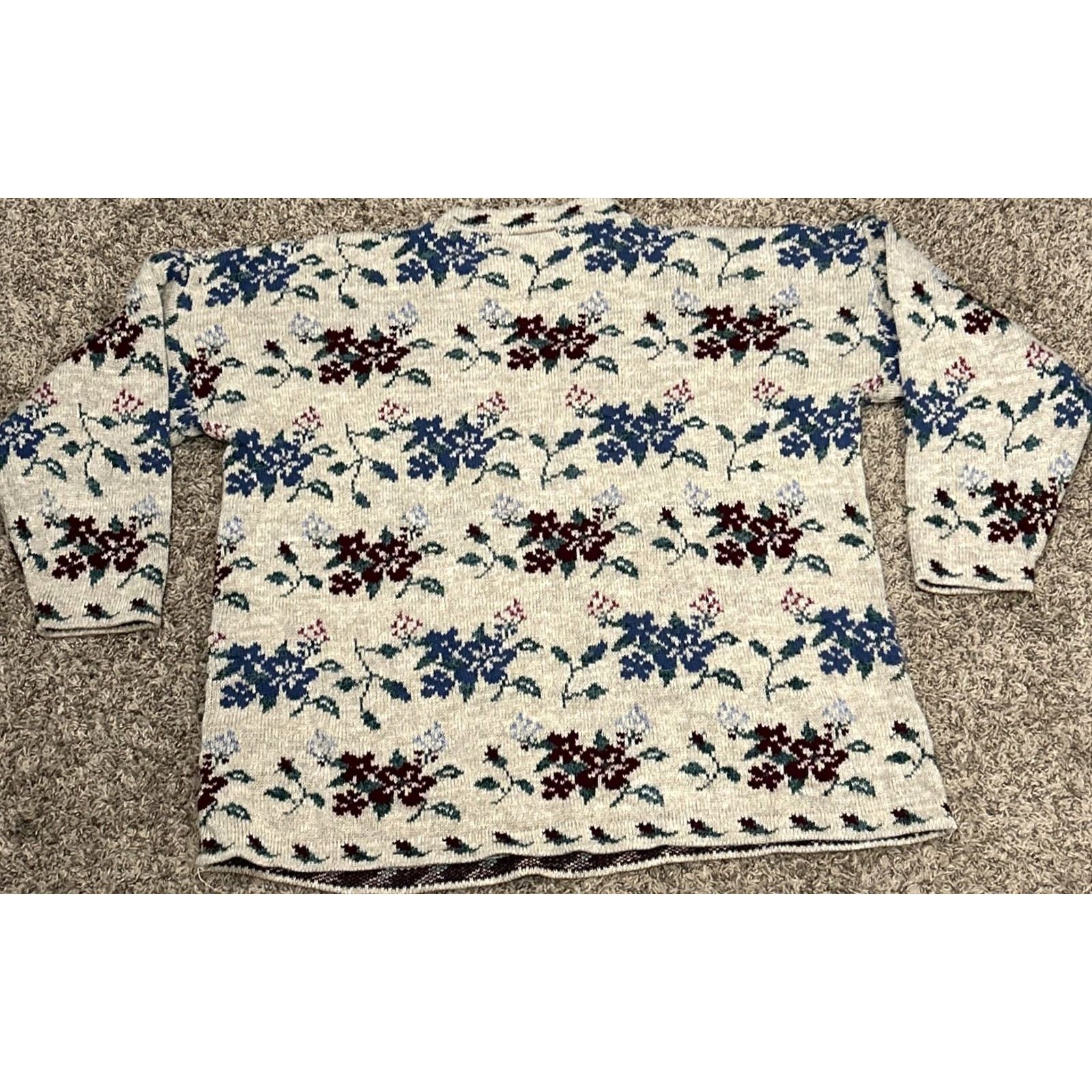 Vintage VINTAGE Private Eyes Sweater 1X Women Beige Floral Acrylic 1990s Winter Ladies Boys Girls Size XL / US 12-14 / IT 48-50 - 4 Thumbnail