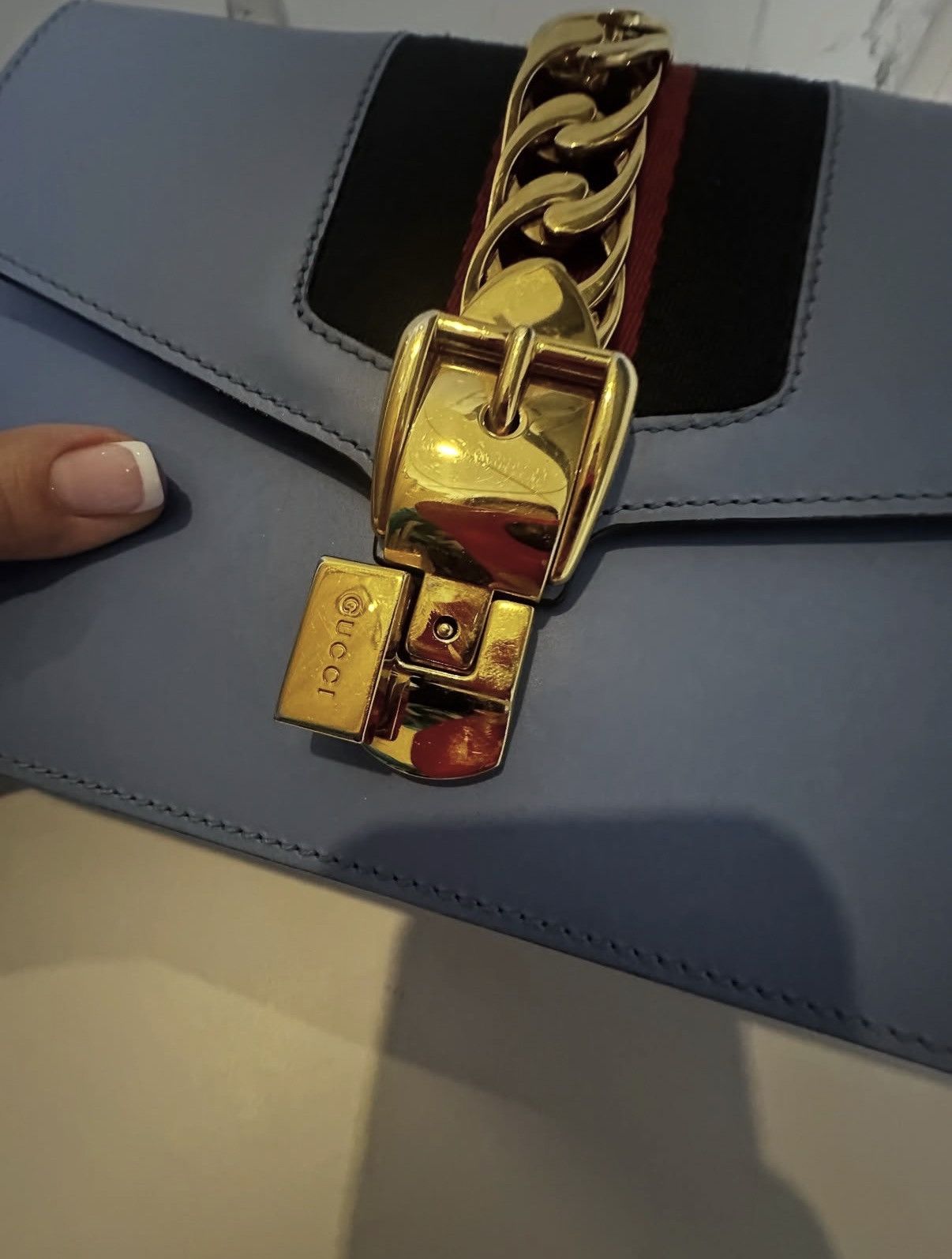 Gucci Gucci Blue Small Sylvie Shoulder Bag (Light blue) Size ONE SIZE - 7 Thumbnail