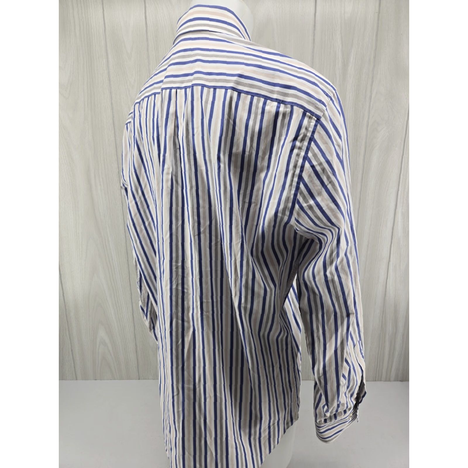 Peter Millar Peter Millar Button-Up Shirt XL Men's Long Sleeve White Blue Striped Casual Dress Shirt Size 46R - 7 Thumbnail