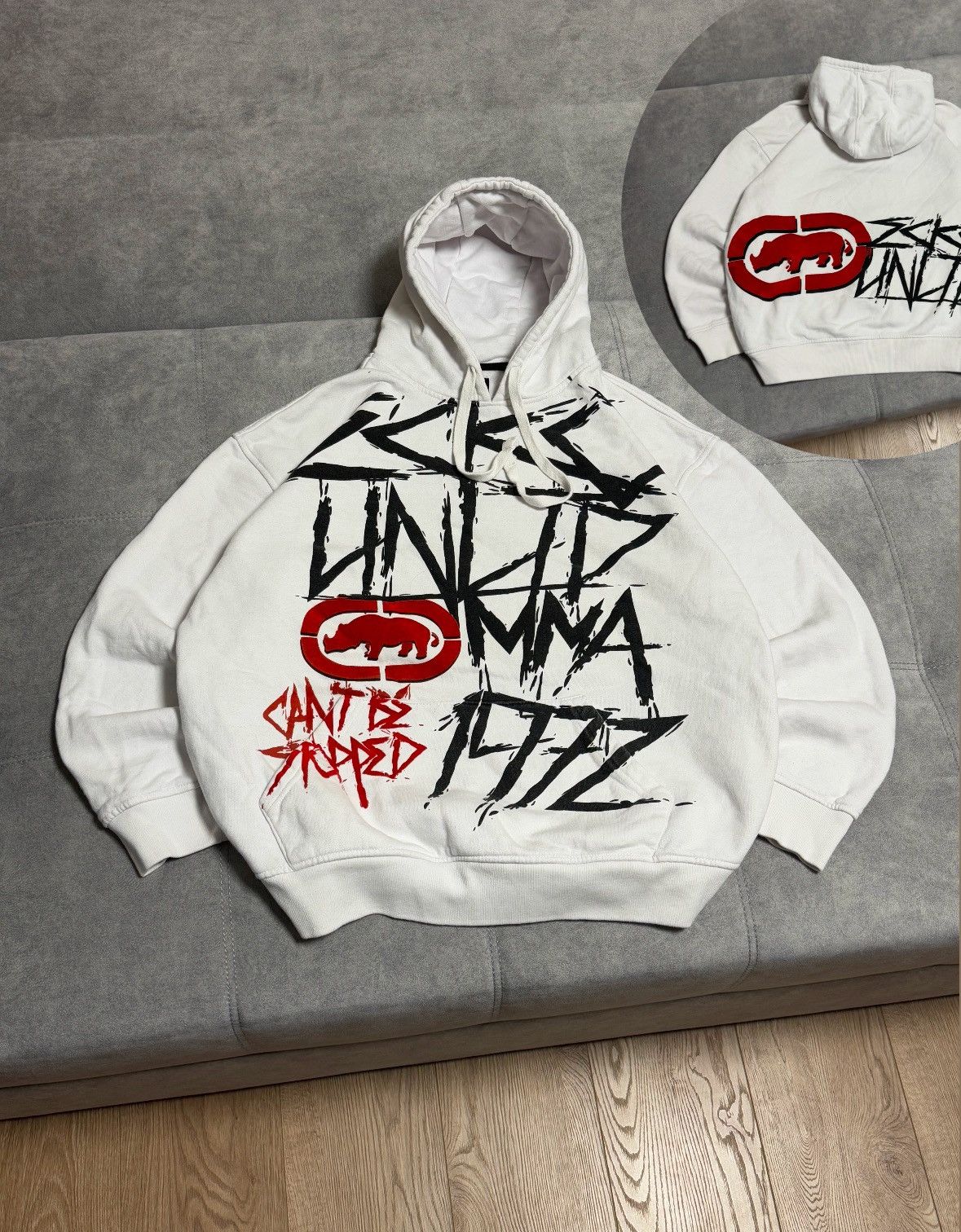Ecko Unltd. × Vintage Vintage Ecko Unltd MMA big logo Y2K box fit hoodie XL Size US XL / EU 56 / 4 - 1 Thumbnail