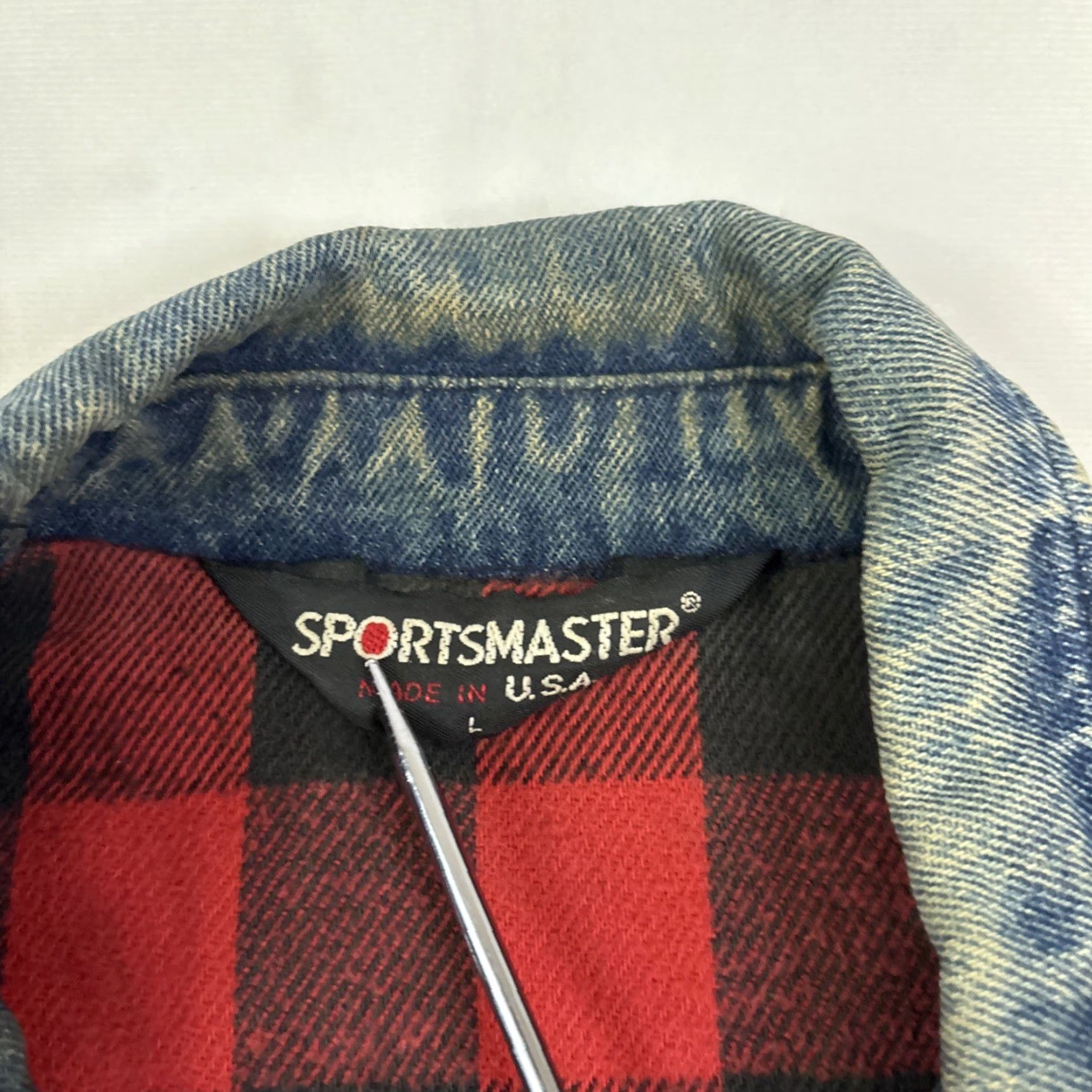 Vintage VINTAGE Sportsmaster Denim Jacket Plaid Lined Made In USA Men’s Large Kendall Motor Oil Jacket Blue Denim Cotton USA Men Jeans Coat Jacket Size US L / EU 52-54 / 3 - 3 Thumbnail