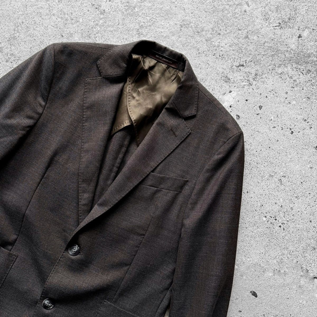 Designer × Oscar Jacobson Oscar Jacobson Premium Dark Brown Einar Suit Blazer Jacket Size 36S - 6 Thumbnail