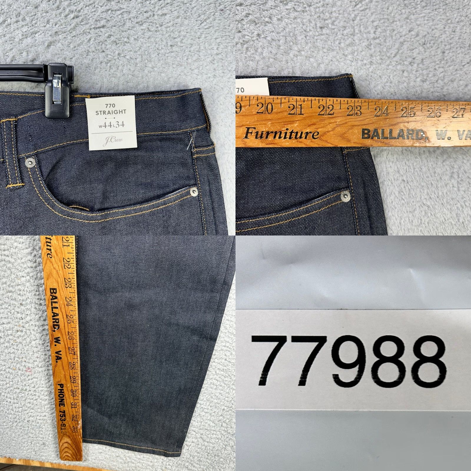 J.Crew J. Crew 770 Jeans Straight Mens 44X34 Blue Kurabo Premium Japanese Denim Dark Washed NEW Size US 44 / EU 60 - 9 Thumbnail