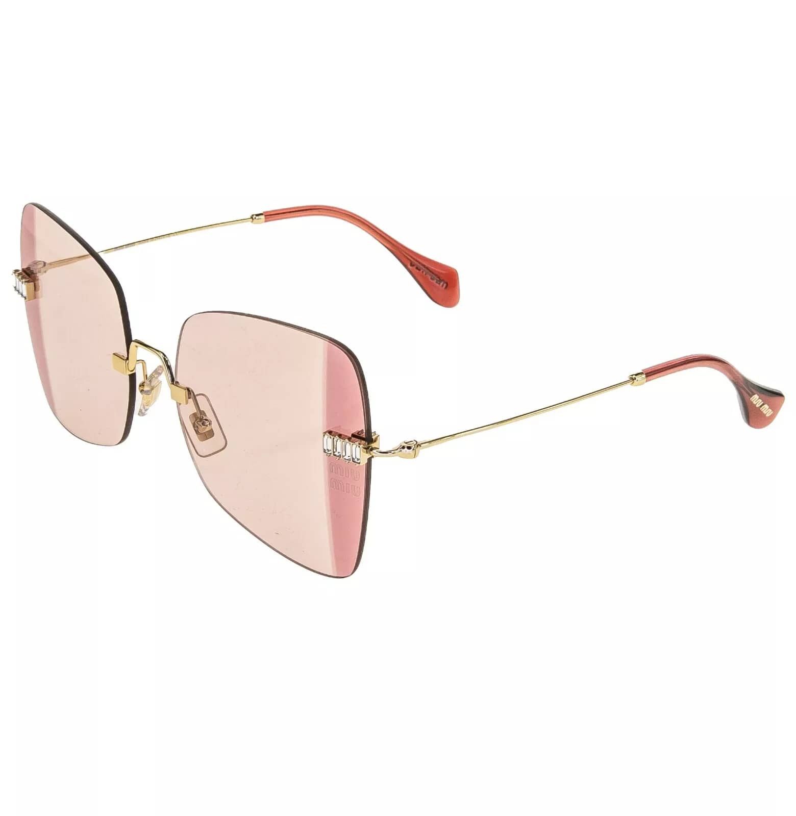 Miu Miu MIU MIU Runway MU50WS Pink Crystal Gold Sunglasses 50W Size ONE SIZE - 8 Thumbnail